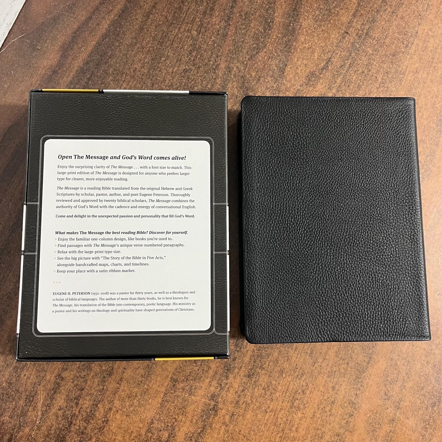 Personalized 'The Message' Large Print Bible - Premium Black Genuine Leather, Custom Imprinted with name 9781617471681
