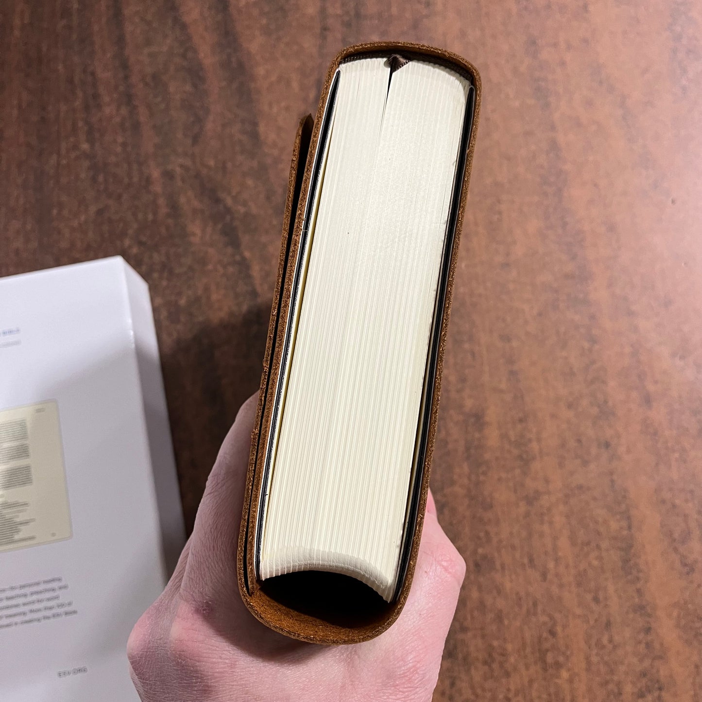 Personalized ESV Journaling Bible, Single Column Text - Brown Natural Genuine Cowhide Leather with Flap and Strap, Custom Imprinted 9798874900113