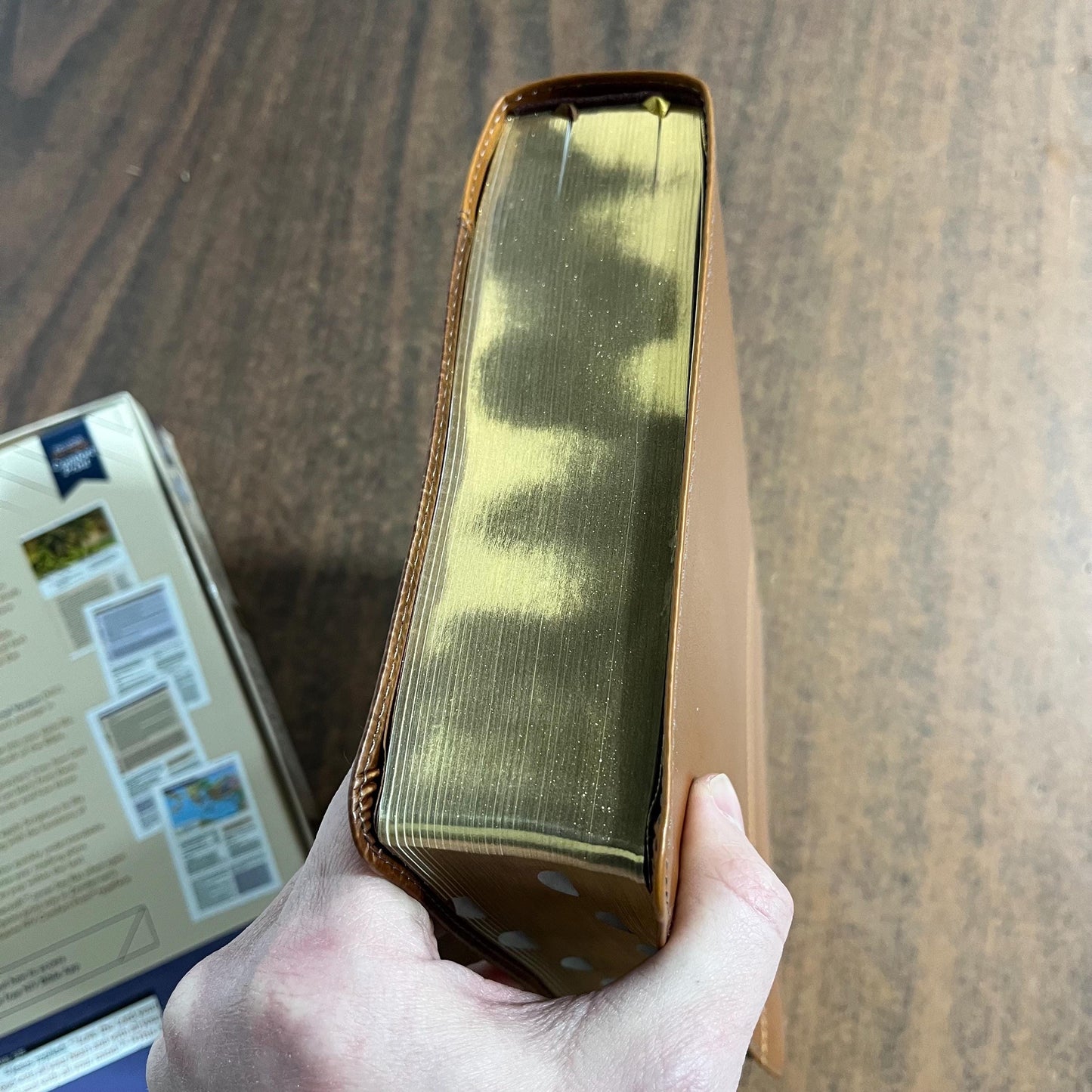 Personalized NIV Large Print Application Study Bible Thumb Indexed - Brown LeatherSoft, Custom Imprinted with a name, 9780310465317 (Update to Life Application Bible)
