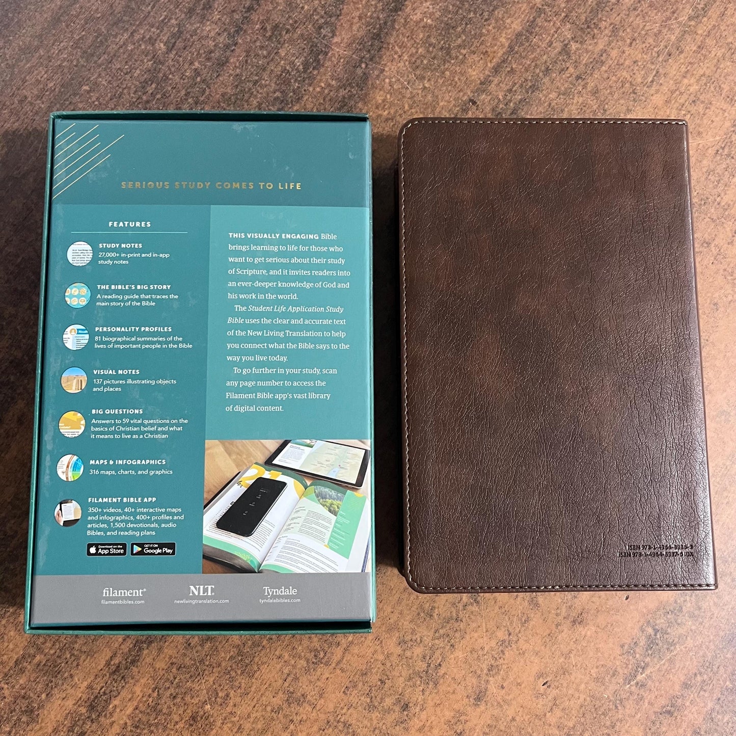 Personalized NLT Student Life Application Study Bible Thumb Indexed, Rustic Brown LeatherLike, ISBN 9781496489876 custom imprinted with name
