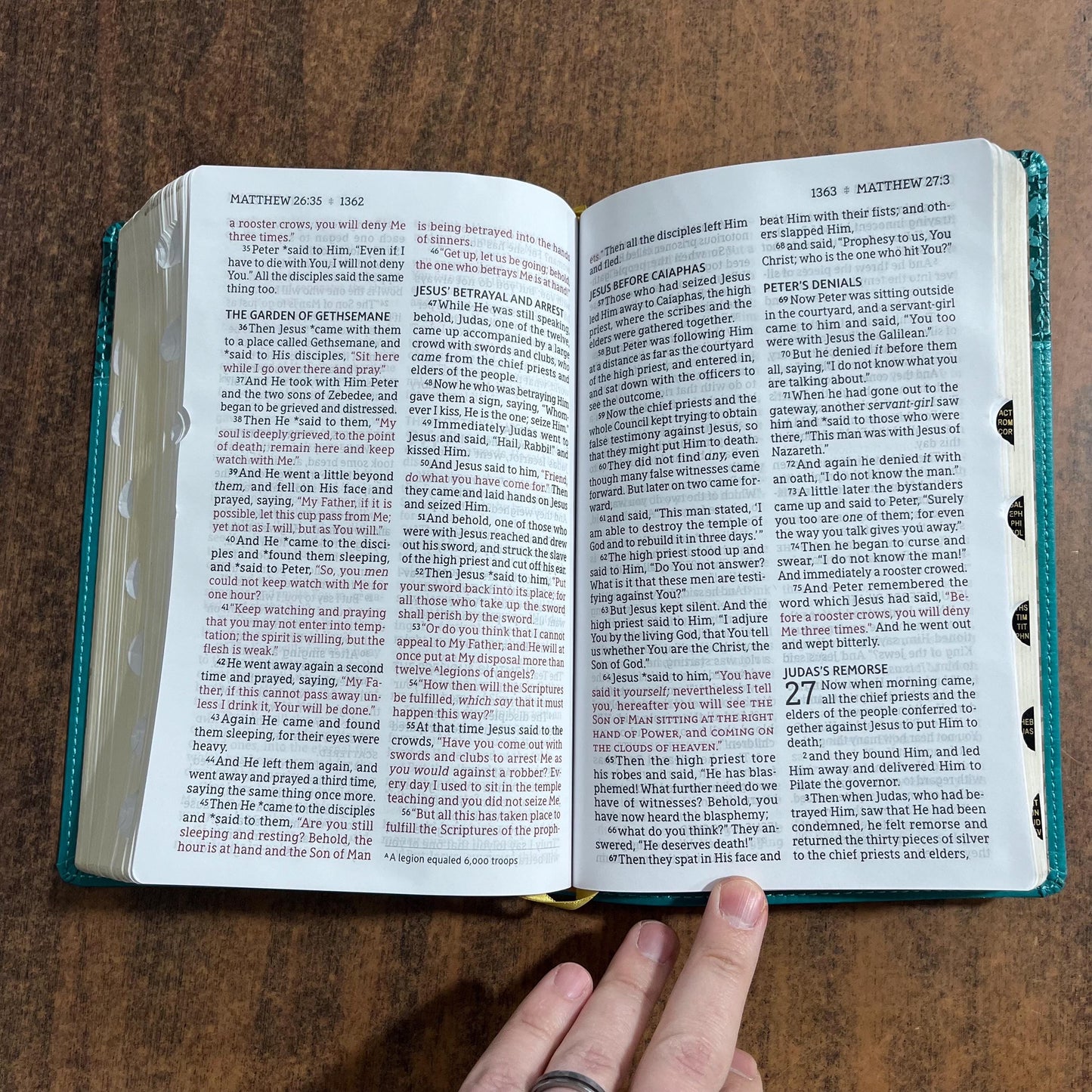 Personalized NASB Large Print Personal Size Bible Thumb Indexed - Teal LeatherSoft - Custom Imprinted bible, nasb 1995, 9780310465959