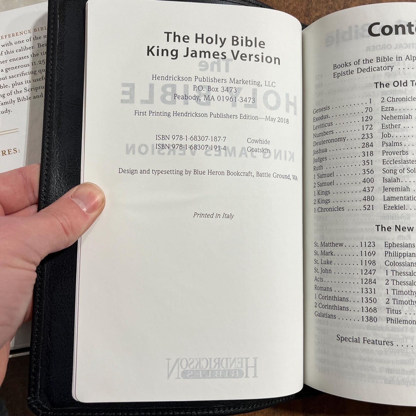 Personalized KJV Large Print Reference Bible - Black Top Grain Goatskin Genuine Leather - Custom Imprinted with name engraved, 9781683071914
