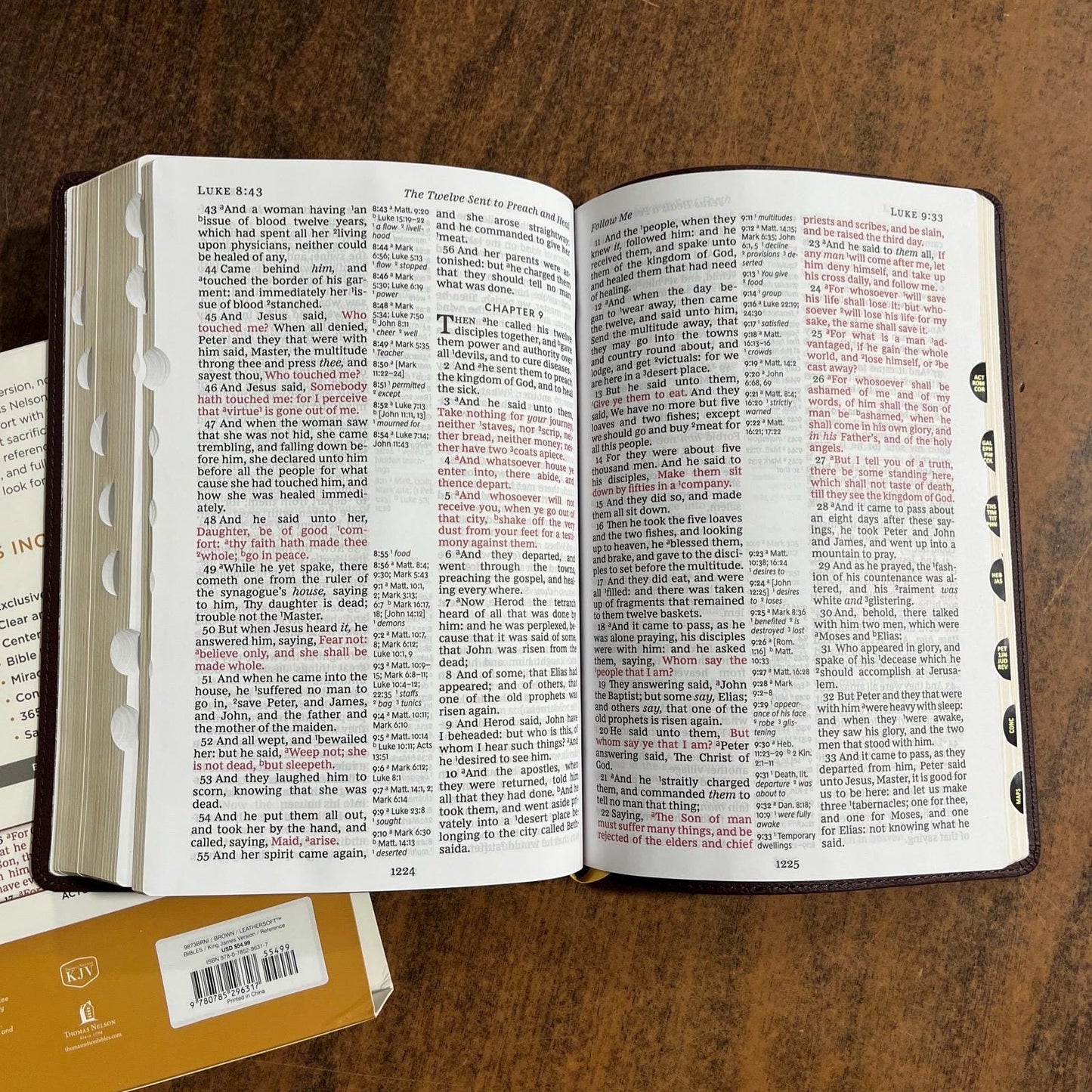 Personalized KJV Large Print Center Column Reference Bible Thumb Indexed - Brown LeatherSoft Cover - Imprinted name engraved 9780785296317