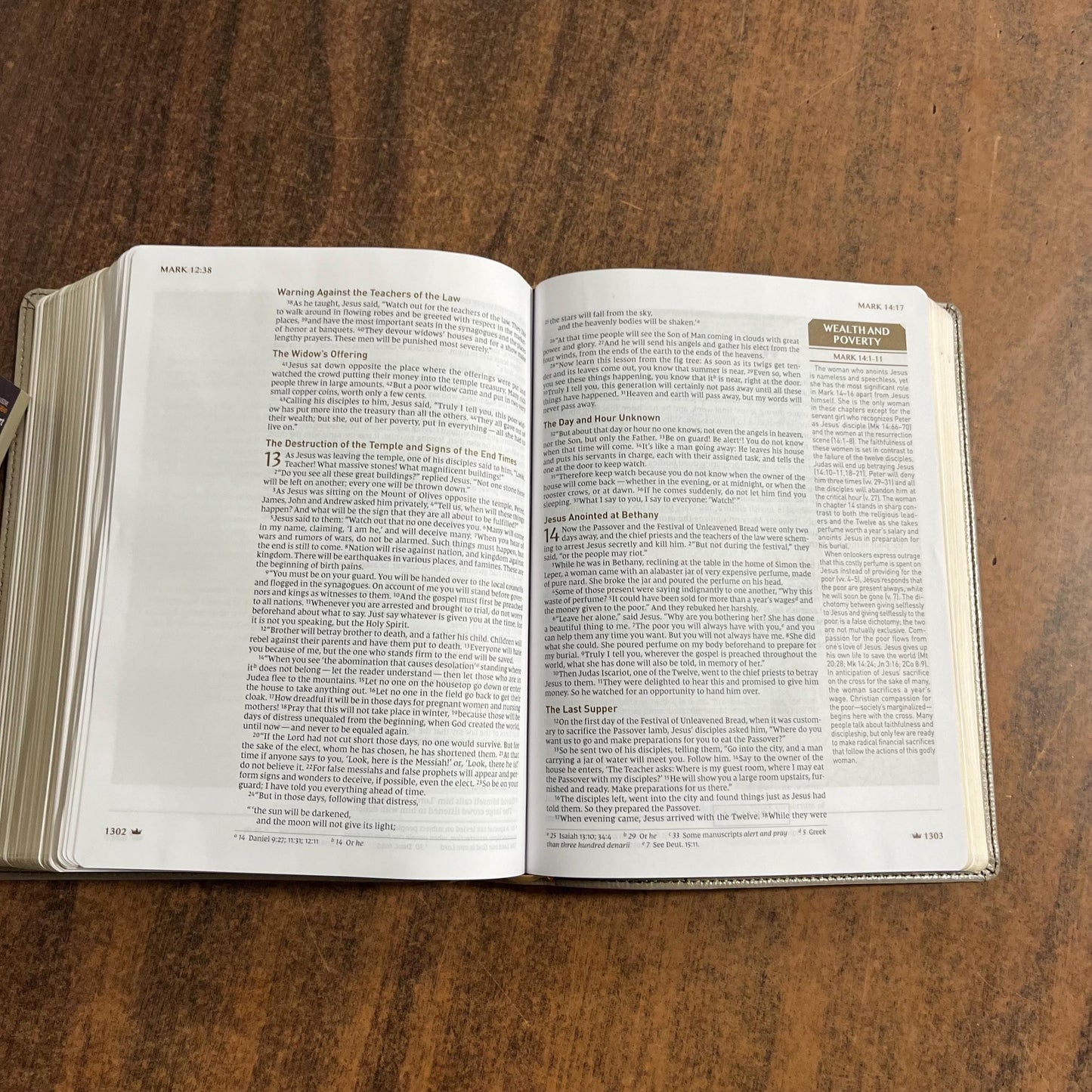 Personalized NIV Upside Down Kingdom Study Bible - Tan LeatherSoft - Custom Imprinted, name engraved, side notes wide margins 9780310456513