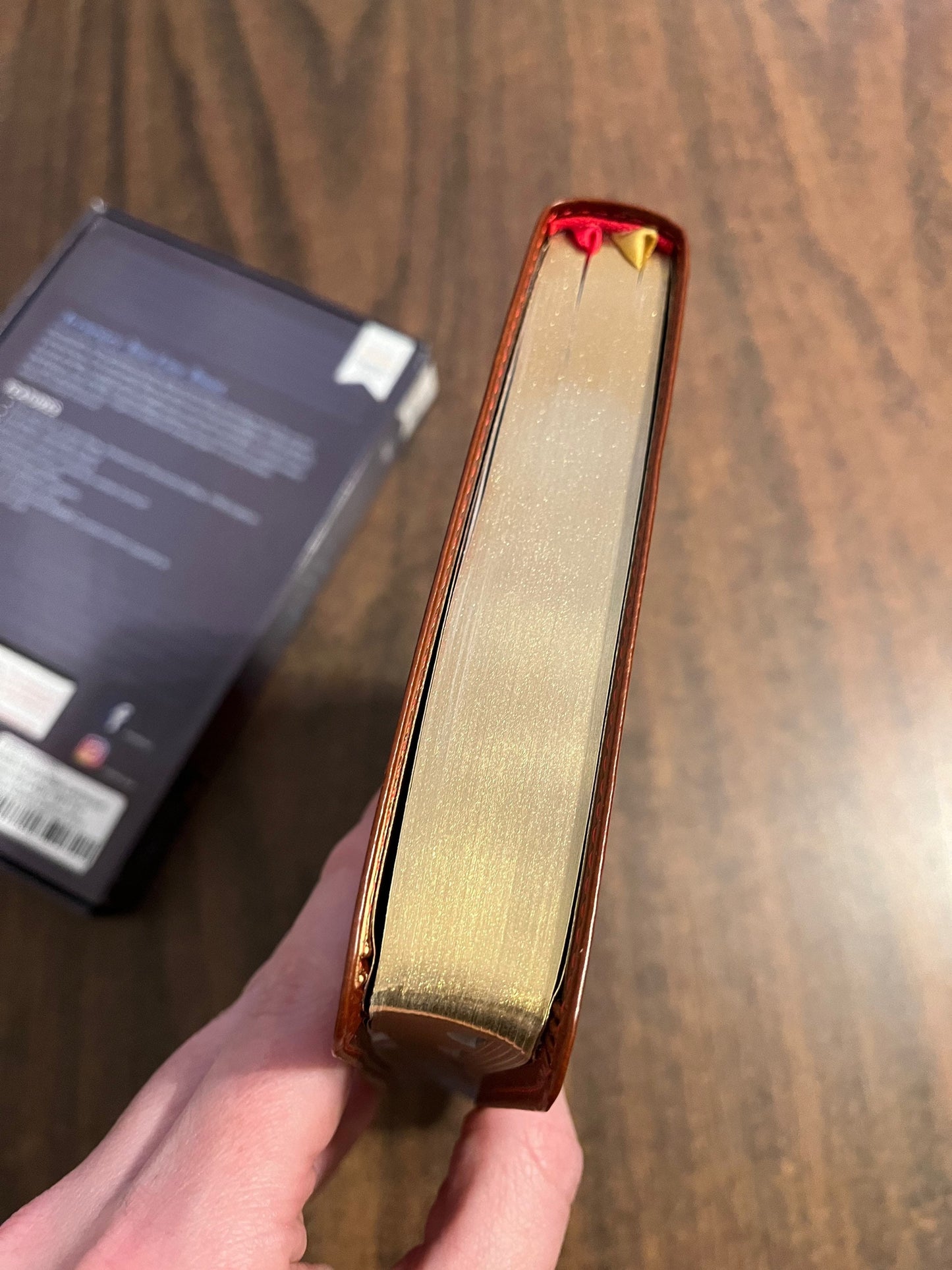 Personalized NASB Thinline Bible with Thumb Indexed Book Tabs - Brown LeatherSoft, Custom name engraved Imprinted, 9780310456360