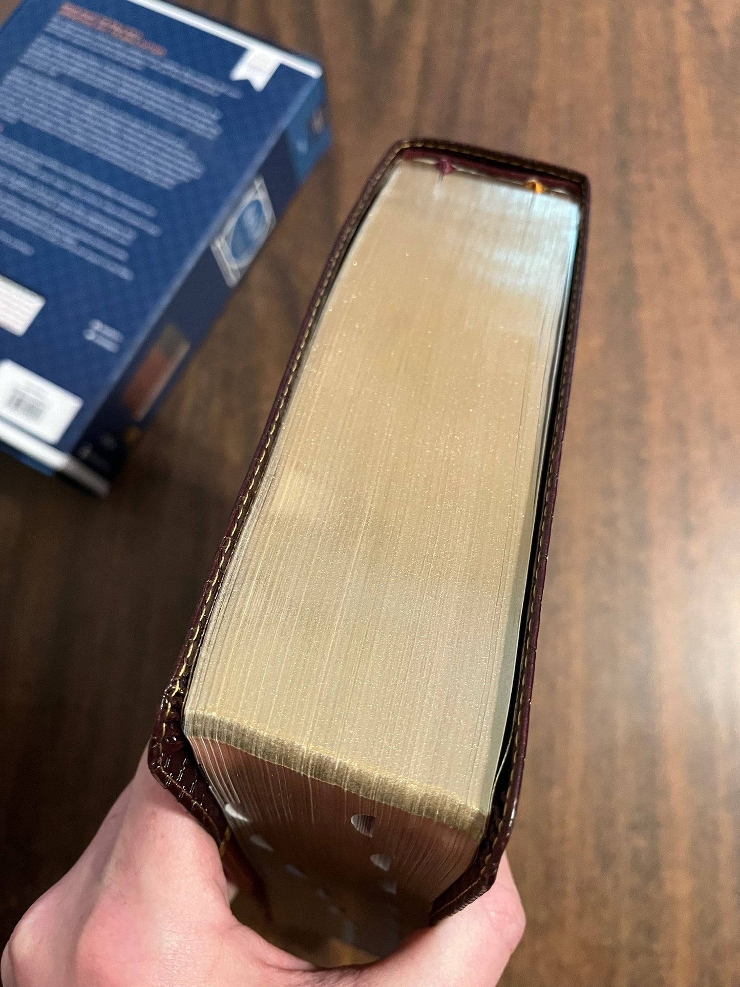 Personalized NIV Large Print Study Bible Thumb Indexed with book tabs, Brown LeatherSoft, Custom Imprinted with a name, 9780310449195