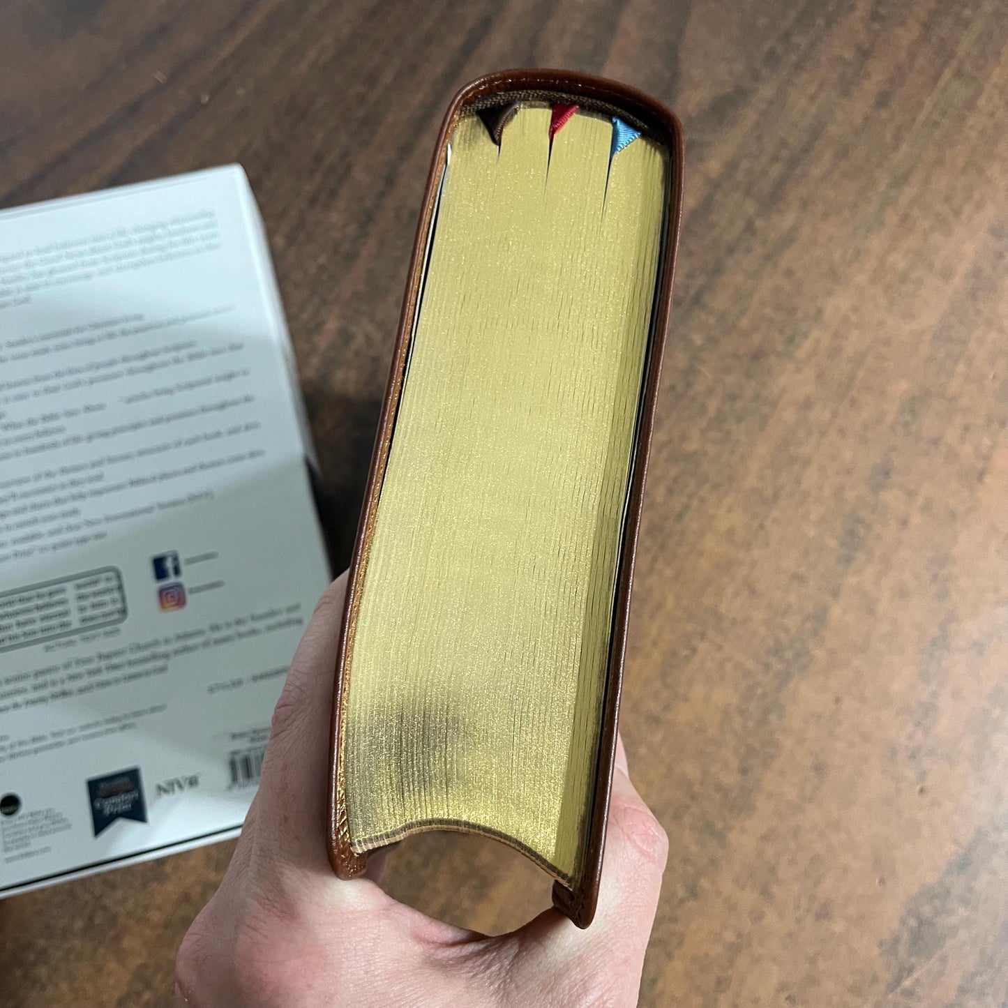 Personalized NIV Charles Stanley Life Principles Study Bible Indexed - Brown Genuine Leather, Custom Imprinted with a name 9780785225621