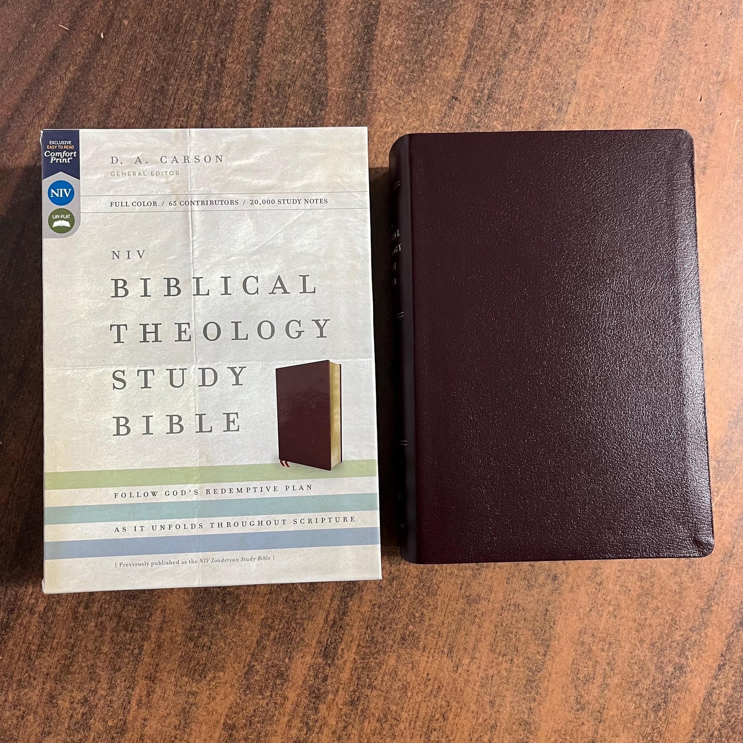 Personalized NIV Biblical Theology Study Bible - Burgundy Bonded Leather - Custom Imprinted with a name, D A Carson, ISBN 9780310450559