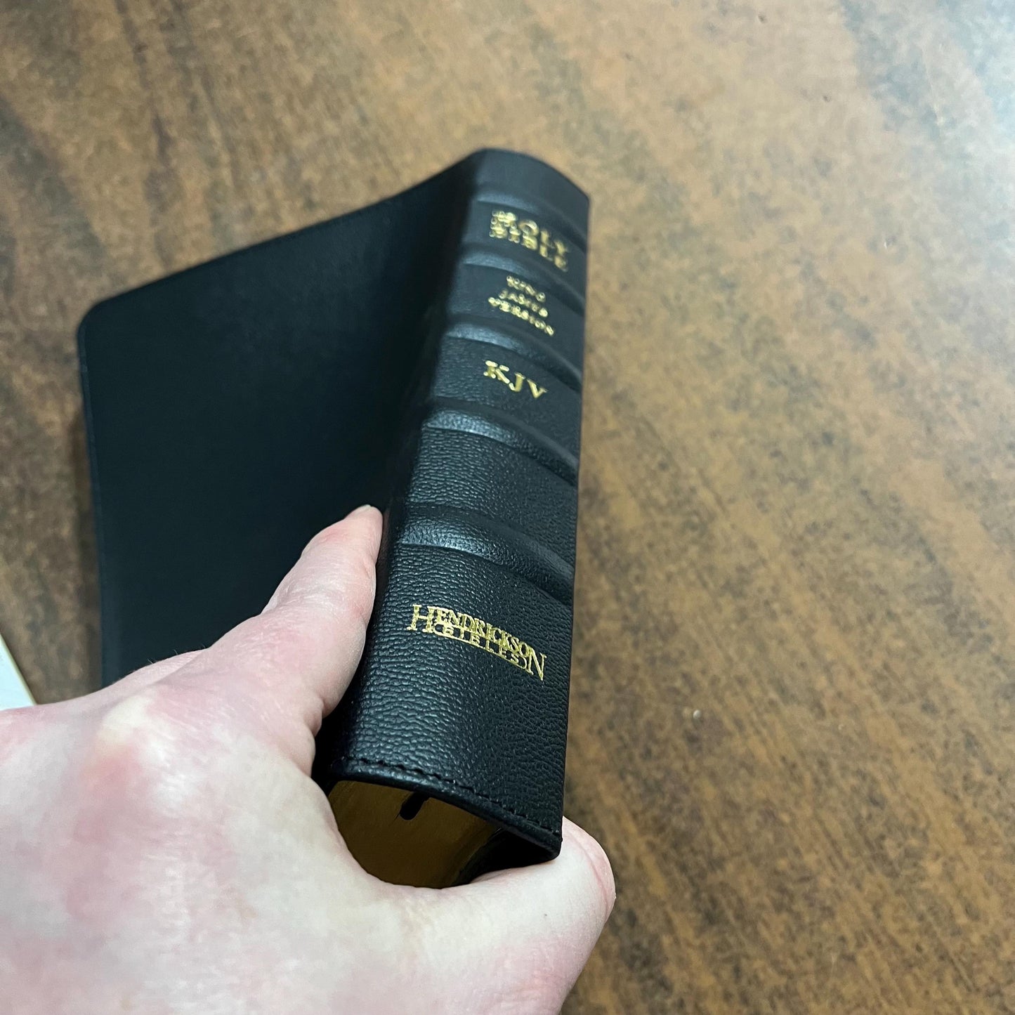 Personalized KJV Large Print Reference Bible - Black Top Grain Goatskin Genuine Leather - Custom Imprinted with name engraved, 9781683071914