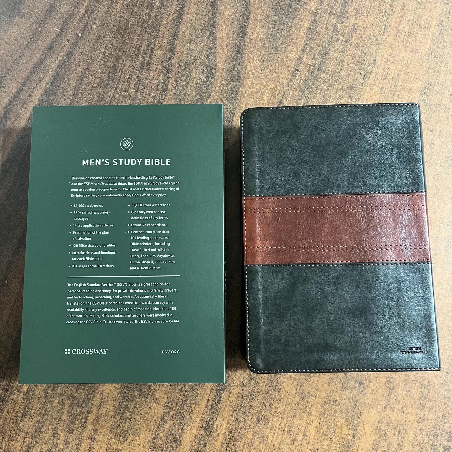 Personalized ESV Mens Study Bible - Forest / Tan Trail TruTone, Custom Imprinted with name engraved, ISBN 9781433598340
