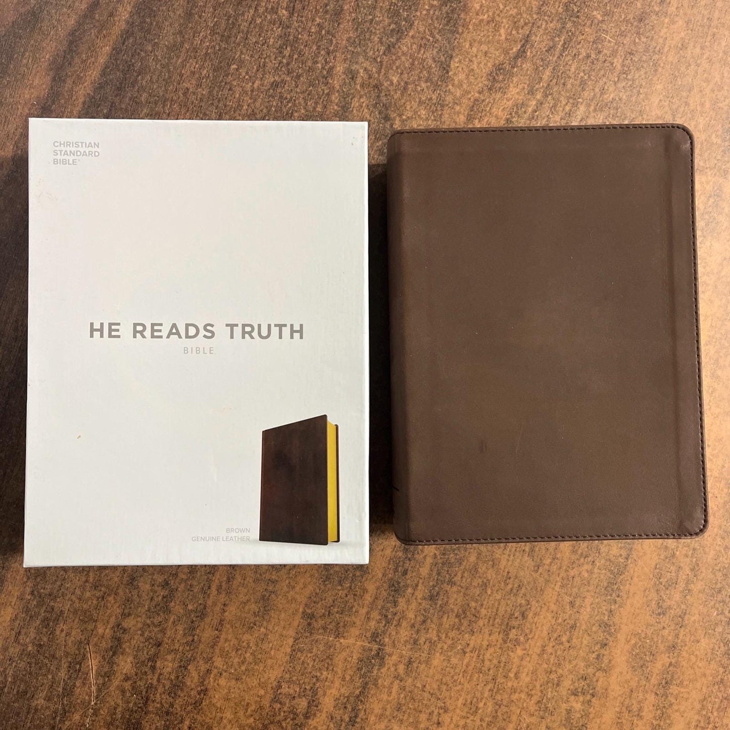 Personalized CSB He Reads Truth Devotional Bible - Brown Genuine Leather - Custom Imprinted with name engraved 9781535935081