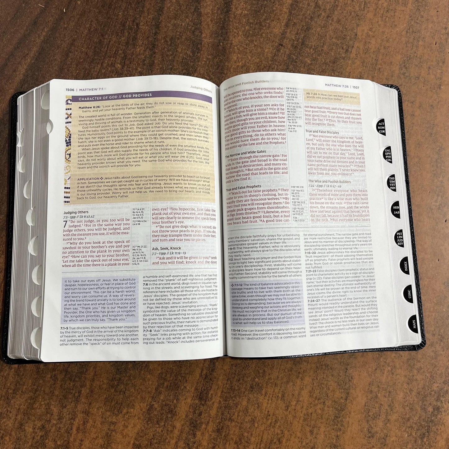 Personalized NIV Large Print Life Application Study Bible Thumb Indexed - Black European Bonded Leather, Custom Imprinted, 9780310465294