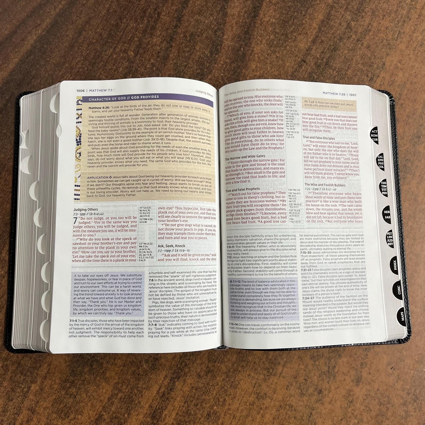 Personalized NIV Life Application Study Bible Thumb Indexed Tabs - Black European Bonded Leather- Custom Imprinted with name 9780310465133