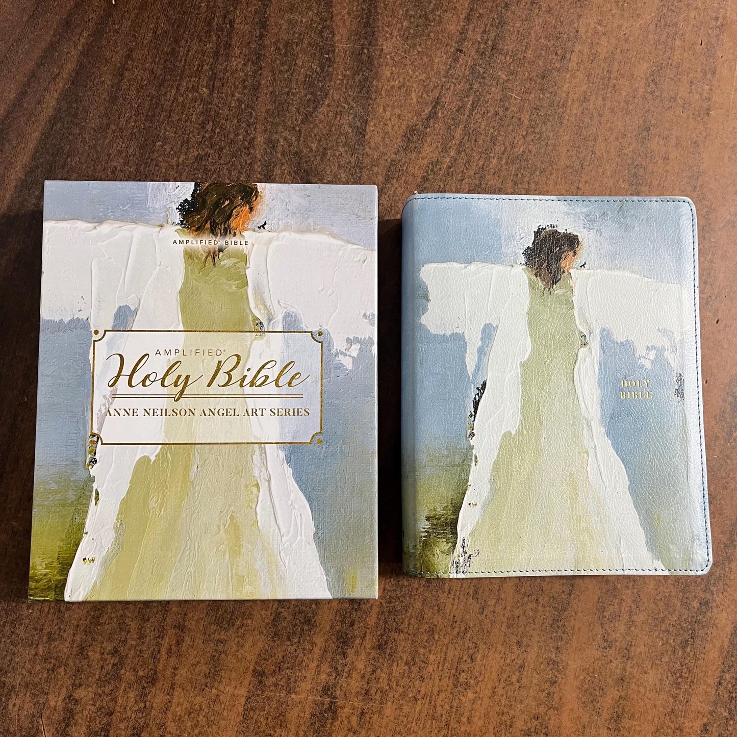 Personalized Amplified Journal the Word Bible, Angel Art Series - Light Blue LeatherSoft, Angel Art Design - Custom Imprinted, 9780310461593