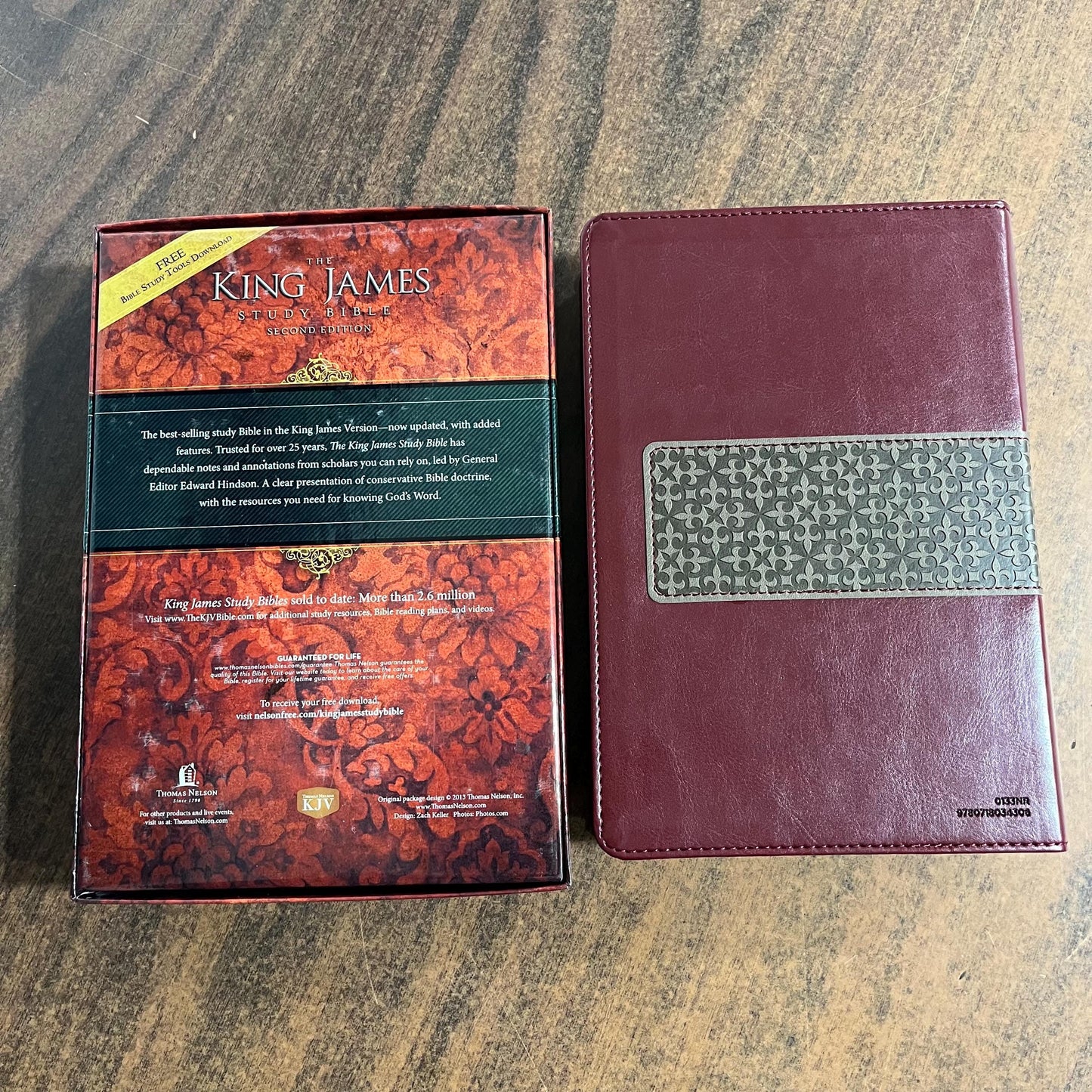 Personalized KJV Study Bible Thumb Indexed - Maroon Brown LeatherSoft - Custom Imprinted with a name - Large 11 pt print 9780718040598