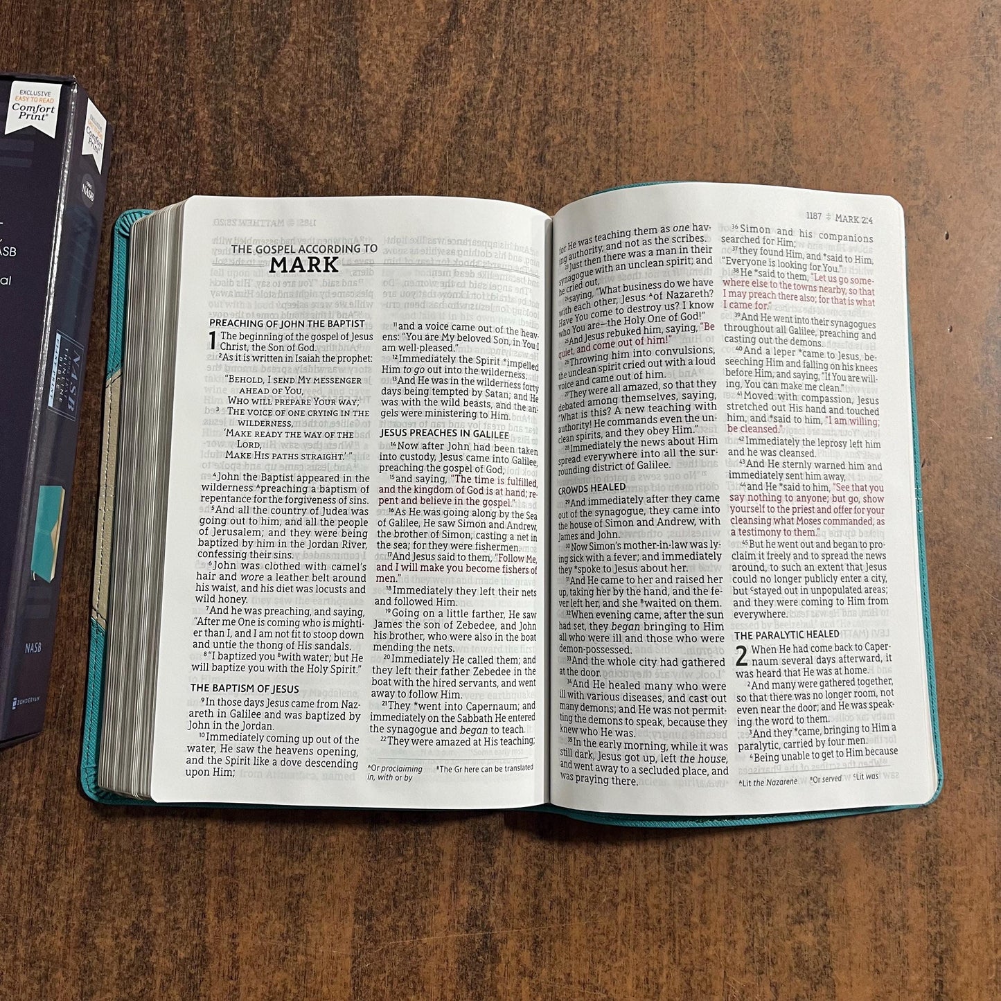 Personalized NASB Giant Print Thinline Bible - Teal LeatherSoft - Custom Imprinted name engraved bible, nasb 1995, 9780310451099