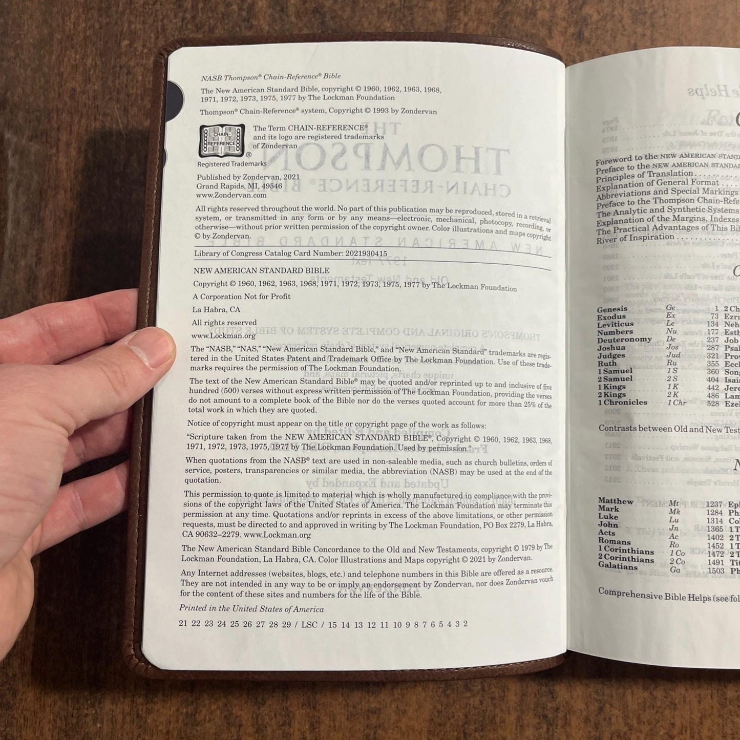 Personalized NASB Thompson Chain Reference Study Bible Thumb Indexed -Brown LeatherSoft, Custom Imprinted nasb 1977 Printed in United States