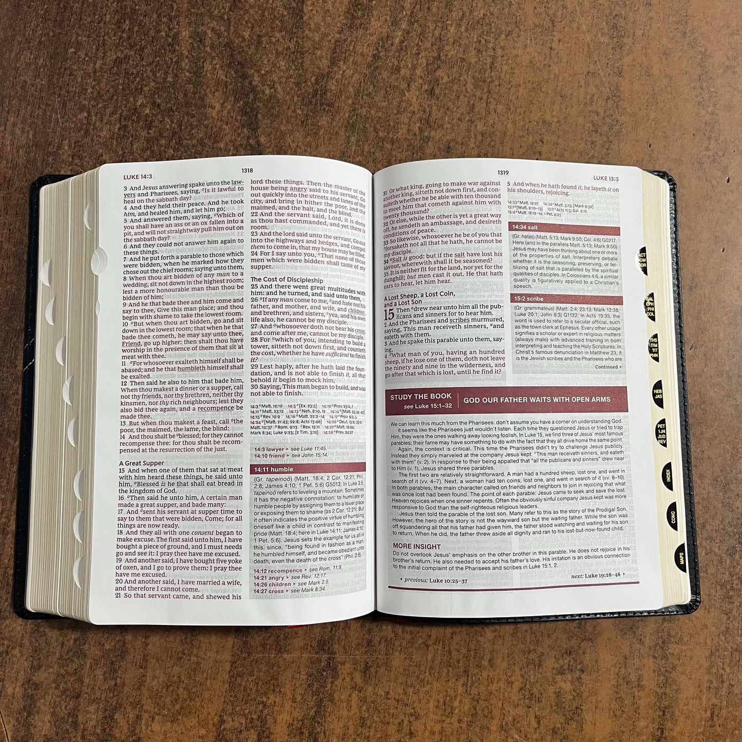 Personalized KJV Word Study Reference Bible Thumb Indexed - Black Bonded Leather, custom imprinted with a name, 9780785294962 20spaces