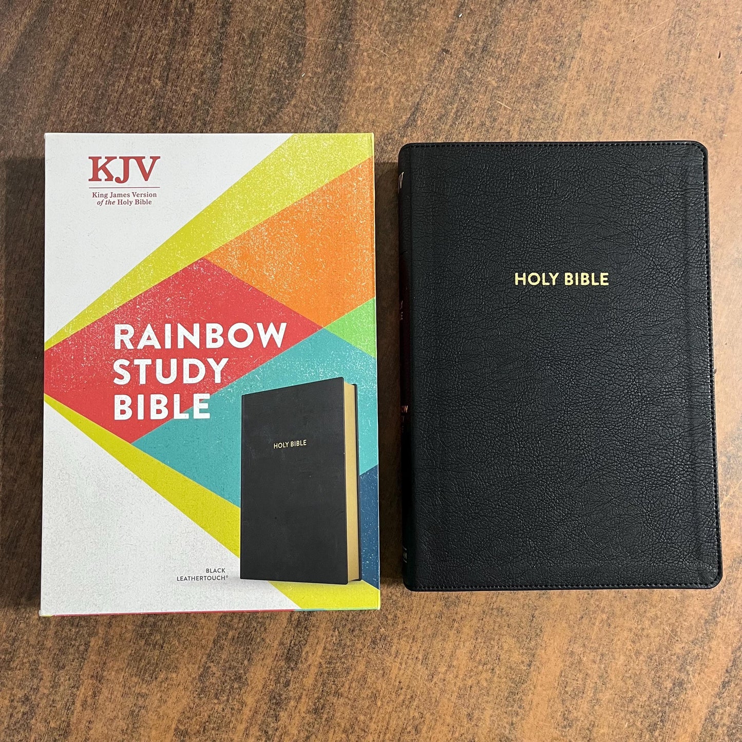 Personalized KJV Rainbow Study Bible, Black LeatherTouch, Custom Imprinted name engraved, ISBN 9781087782713