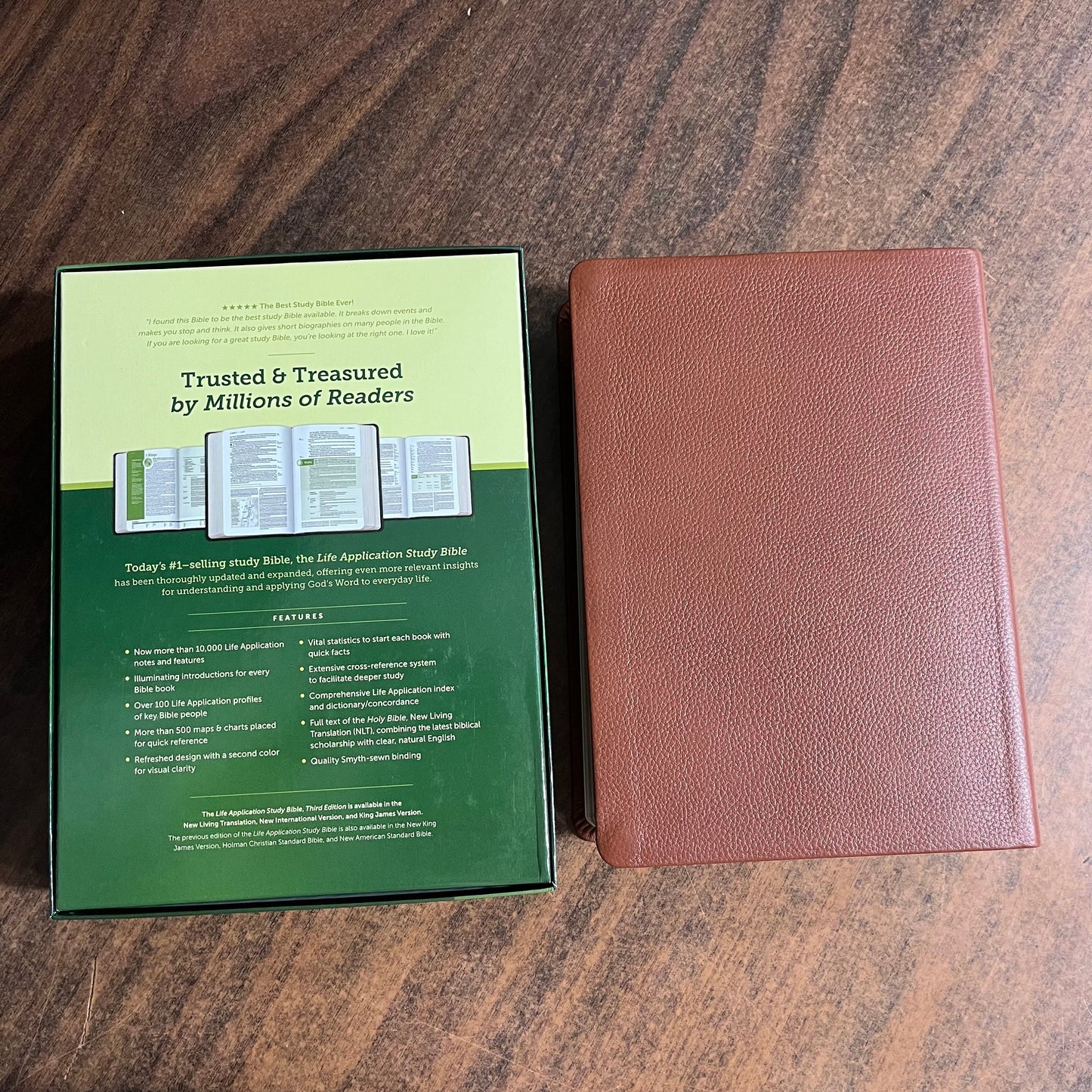 Personalized NLT Life Application Study Bible - Brown Genuine Leather - Custom Imprinted with a name, New Living Translation 9781496479020