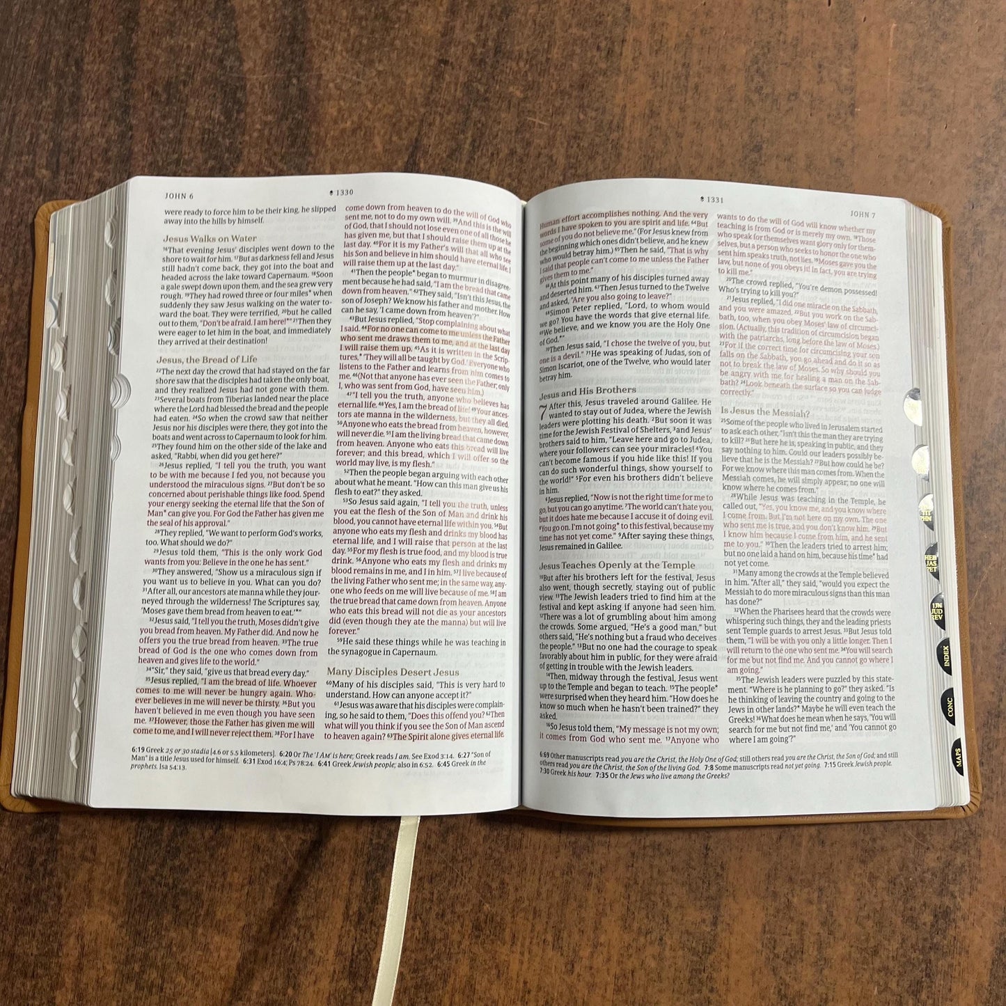 Personalized NLT Every Womans Bible Thumb Indexed - Camel Brown Genuine Leather - Custom Imprinted, name, Devotional Study, 9798400503092