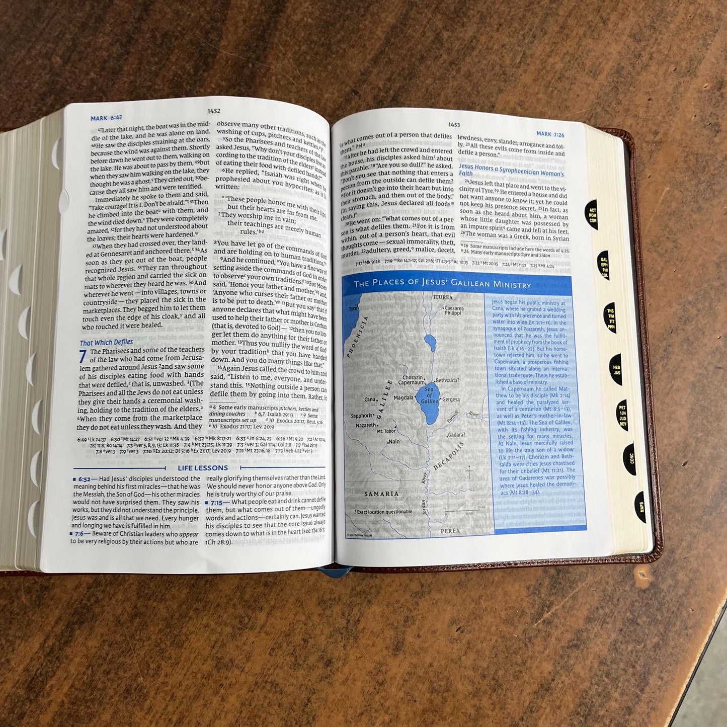 Personalized NIV Charles Stanley Life Principles Study Bible Indexed - Brown Genuine Leather, Custom Imprinted with a name 9780785225621