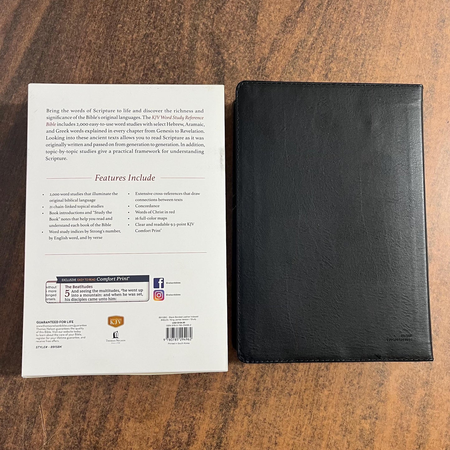Personalized KJV Word Study Reference Bible Thumb Indexed - Black Bonded Leather, custom imprinted with a name, 9780785294962 20spaces
