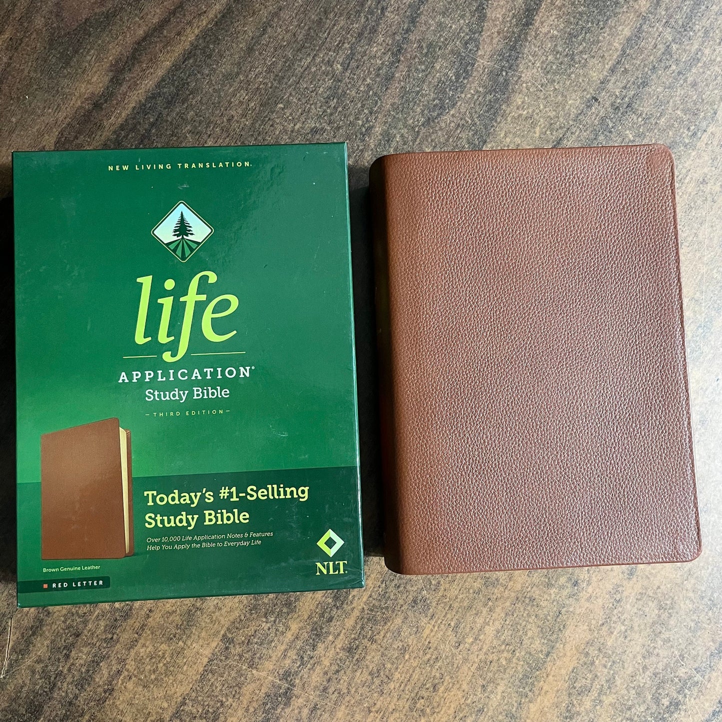 Personalized NLT Life Application Study Bible - Brown Genuine Leather - Custom Imprinted with a name, New Living Translation 9781496479020