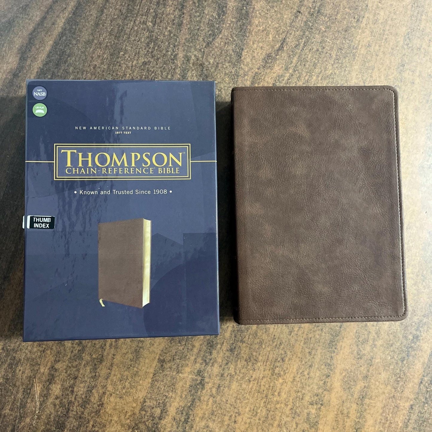 Personalized NASB Thompson Chain Reference Study Bible Thumb Indexed -Brown LeatherSoft, Custom Imprinted nasb 1977 Printed in United States