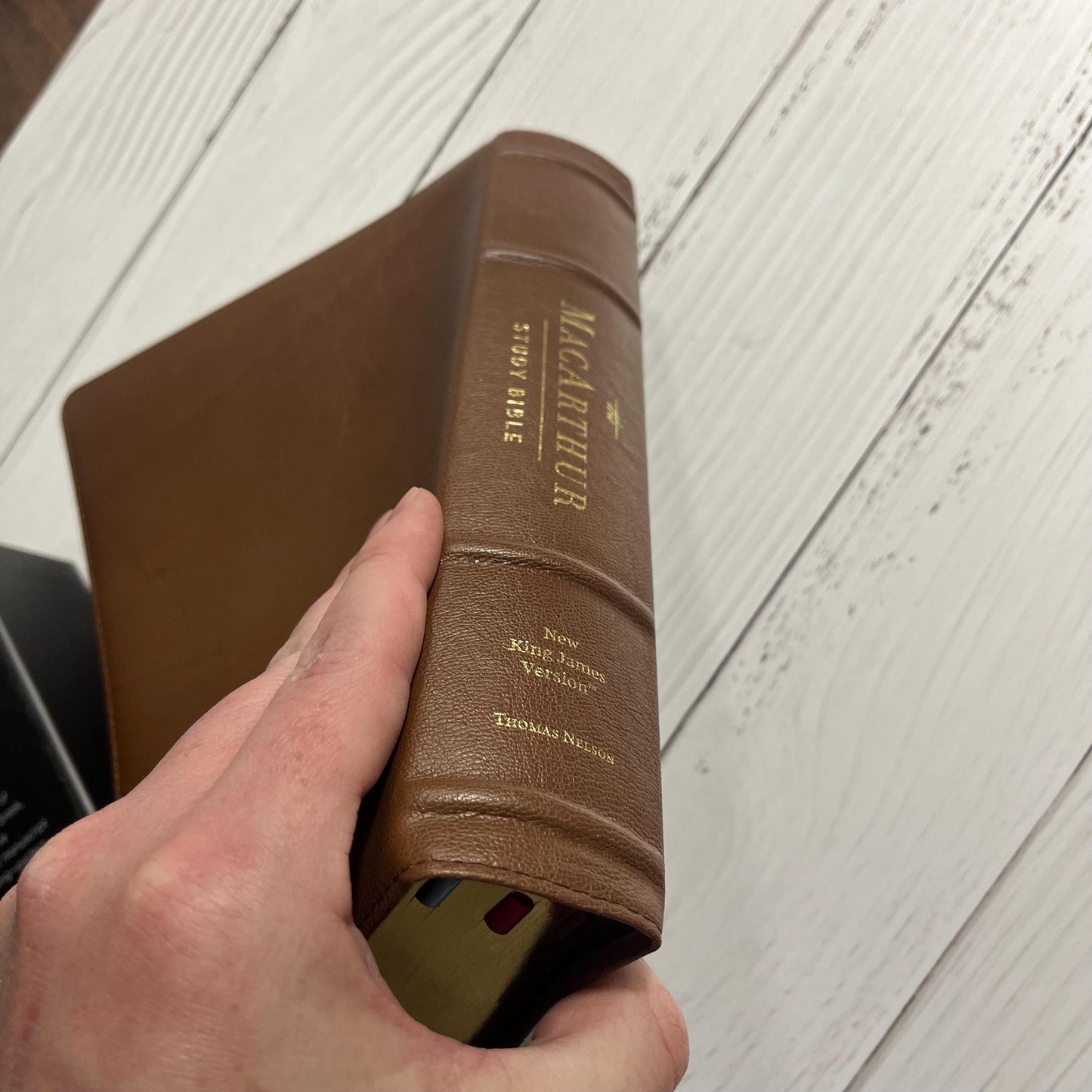 Personalized NKJV MacArthur Study Bible, Brown Premium Genuine Goatskin Leather, Premier Collection ISBN 9780785230885