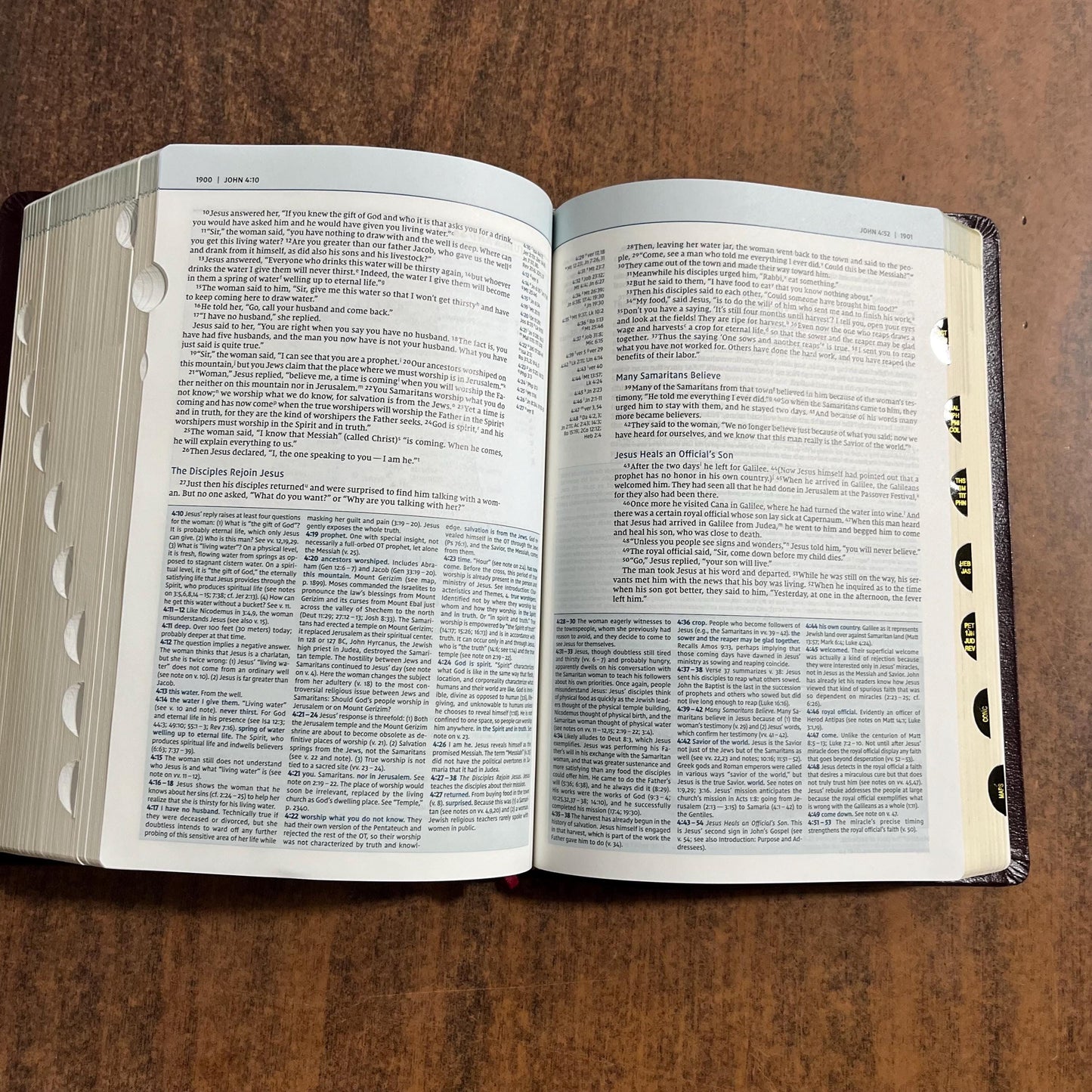 Personalized NIV Biblical Theology Study Bible Thumb Indexed - Burgundy Bonded Leather - Custom Imprinted with a name, ISBN 9780310450566