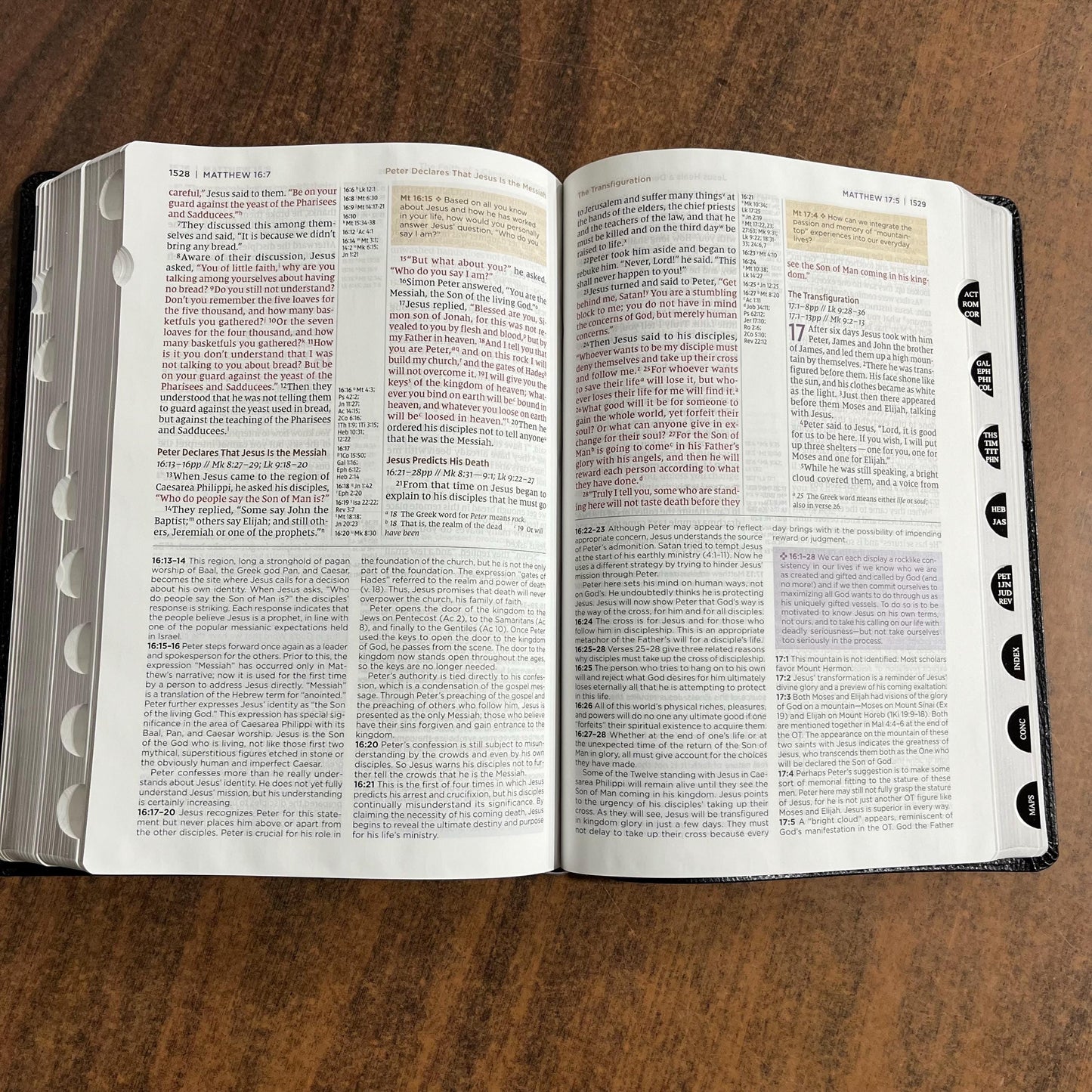 Personalized NIV Large Print Life Application Study Bible Thumb Indexed - Black European Bonded Leather, Custom Imprinted, 9780310465294