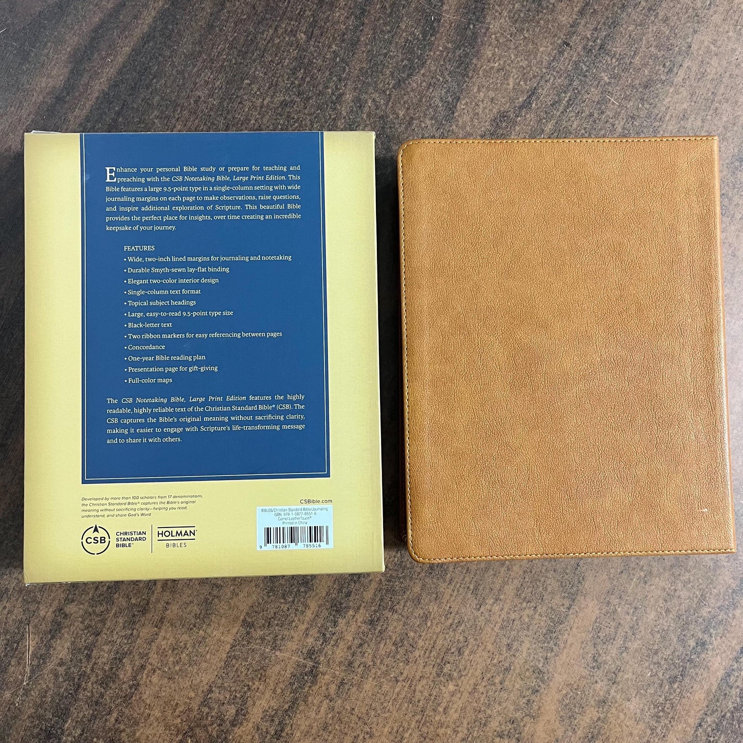 Personalized CSB NoteTaking Bible Large Print - Camel Brown LeatherTouch Custom Imprinted with name - 9781087785516