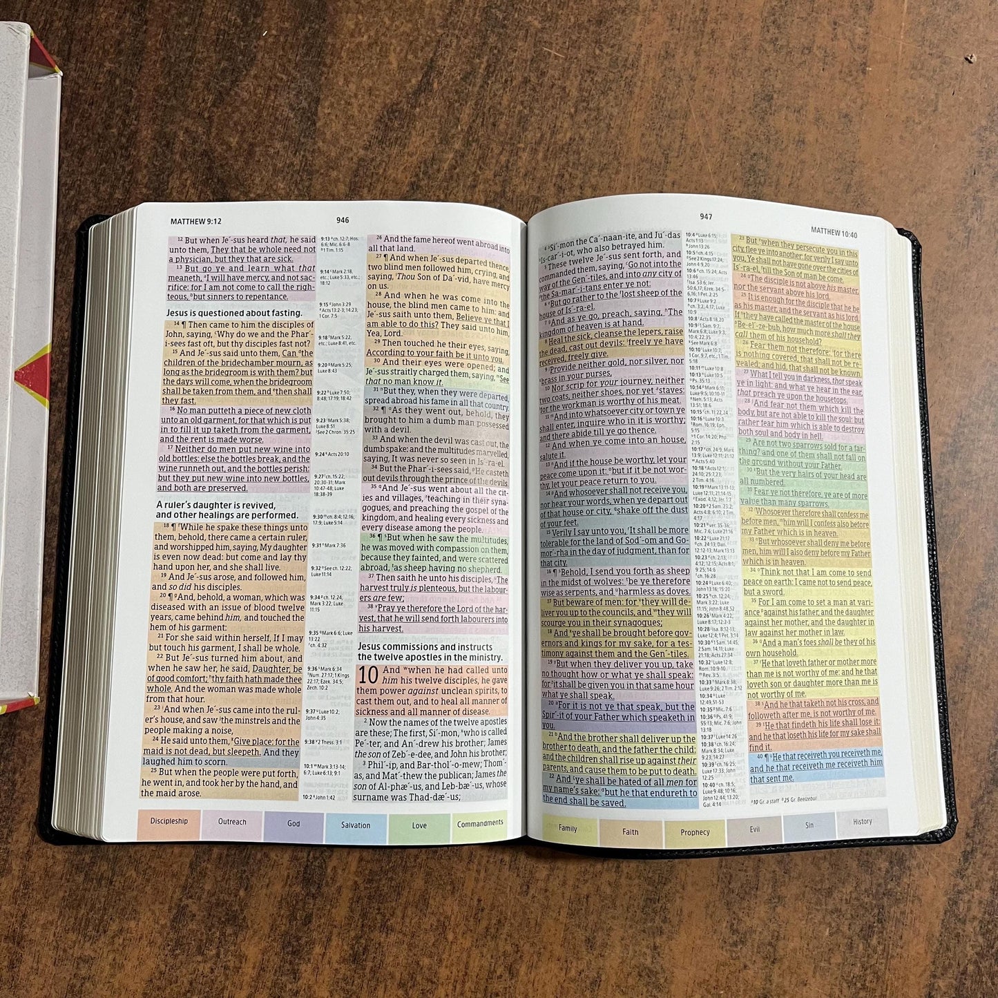 Personalized KJV Rainbow Study Bible, Black LeatherTouch, Custom Imprinted name engraved, ISBN 9781087782713