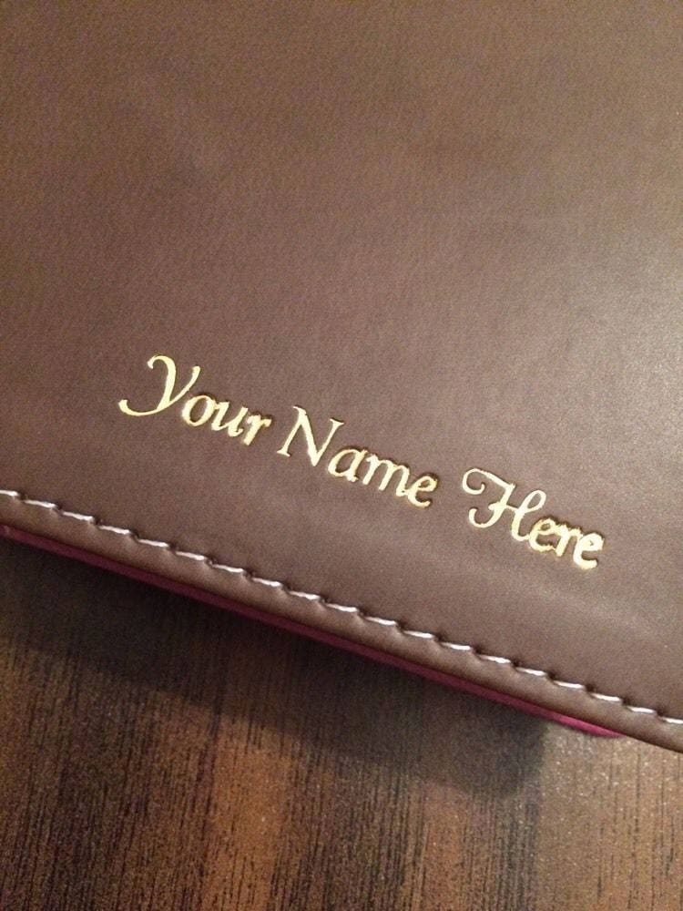 Personalized ESV Verse by Verse Reference Bible - Black Top Grain Genuine Leather - Custom Imprinted with name engraved - 9781433545689