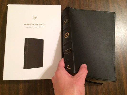 Personalized ESV Large Print Bible - Black Top Grain Genuine Leather  Custom Imprinted, ISBN 9781433557613