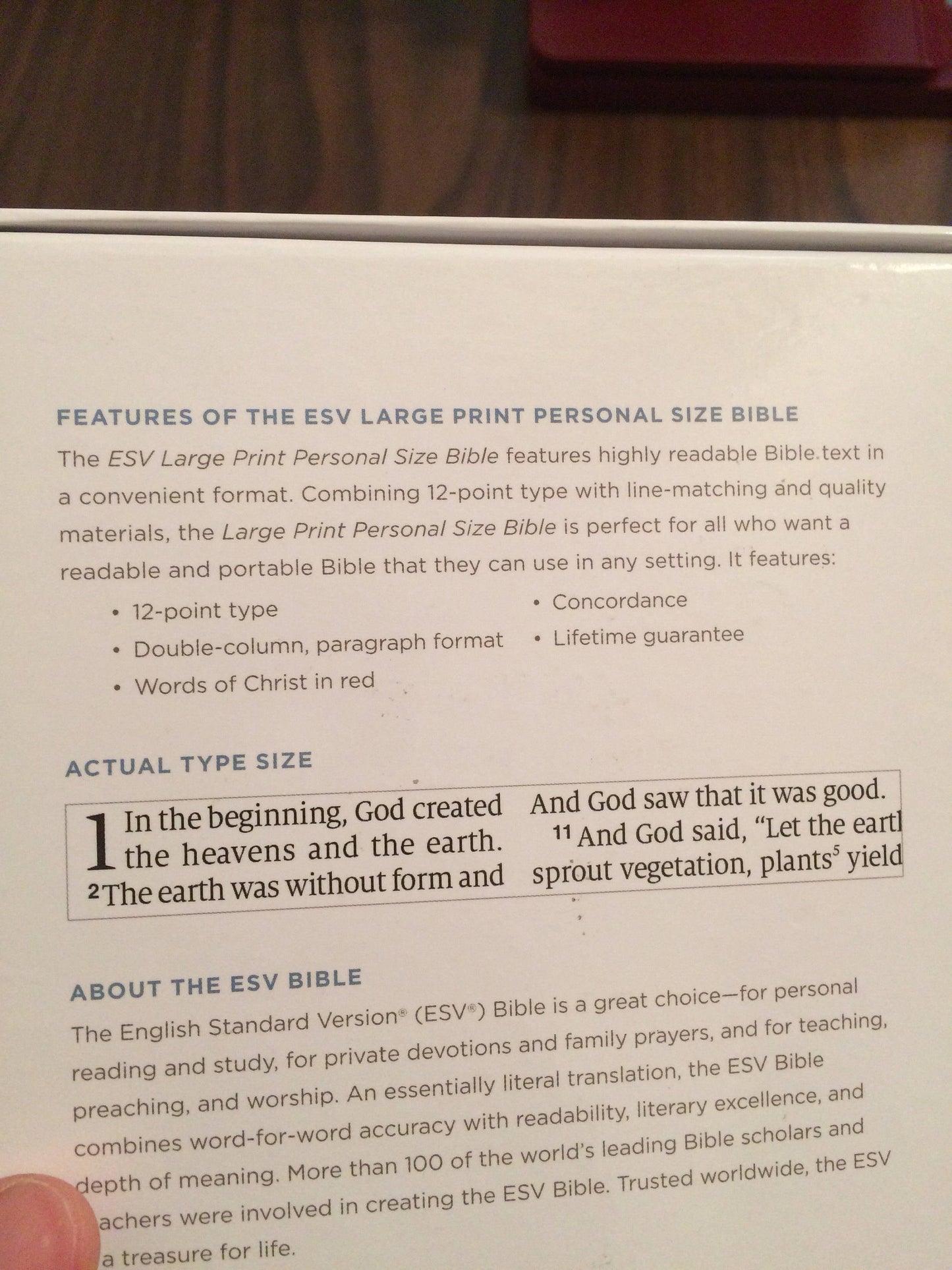 Personalized ESV Large Print Personal Size Bible - Black Genuine Leather - Custom Imprinted with a name 9781433541520