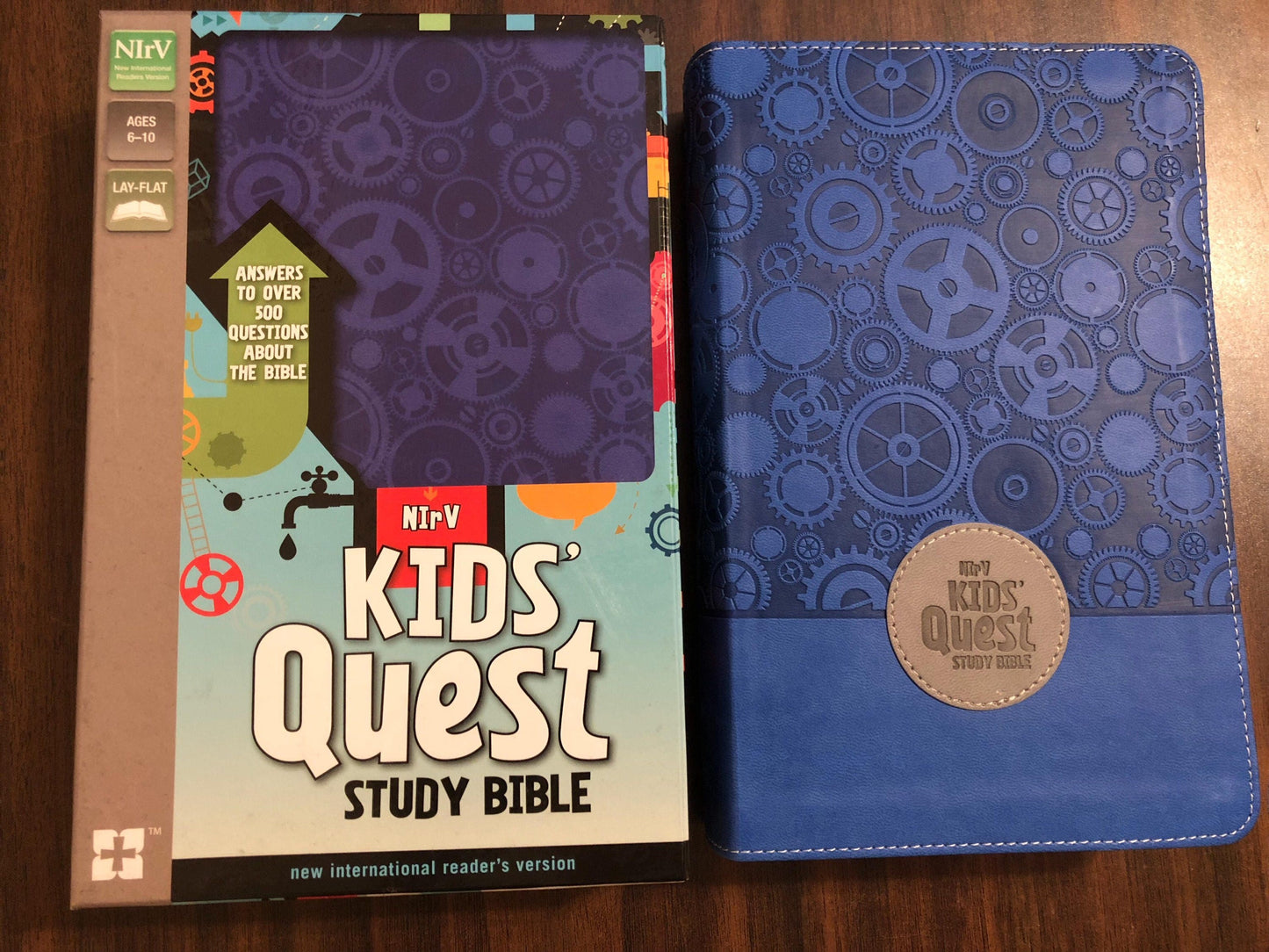 PERSONALIZED NIRV Kids Quest Study Bible - Blue Duo Tone ** Custom Imprinted