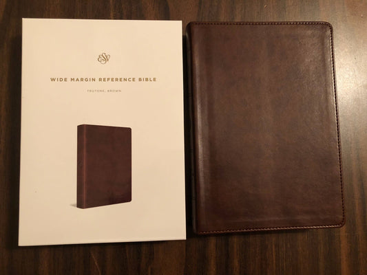 Personalized ESV Wide Margin Reference Bible - Brown TruTone - Custom Imprinted with a name 9781433544163