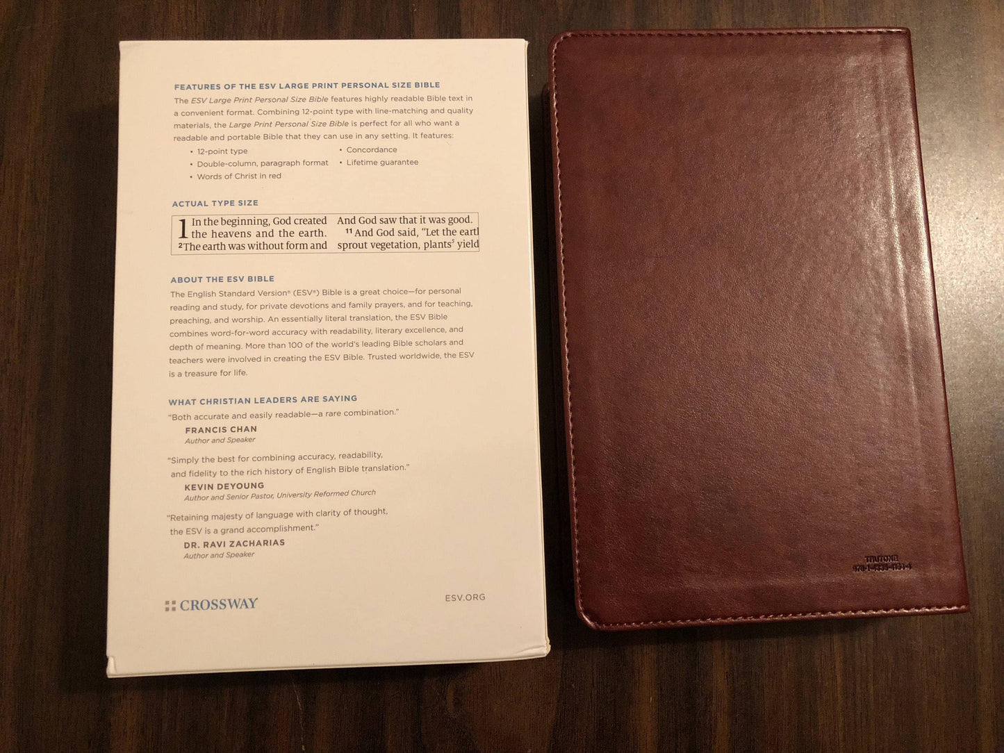 Personalized ESV Large Print Personal Size Bible - Chestnut Brown TruTone Custom Imprinted, ISBN 9781433541544