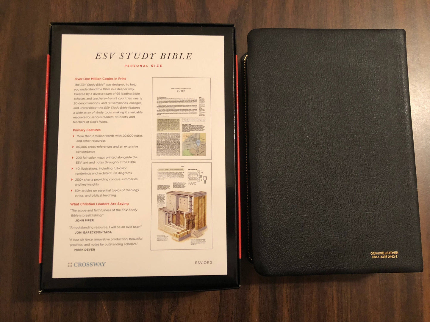 Personalized ESV Study Bible Personal Size - Black Genuine Leather Custom Imprinted, ISBN 9781433524622