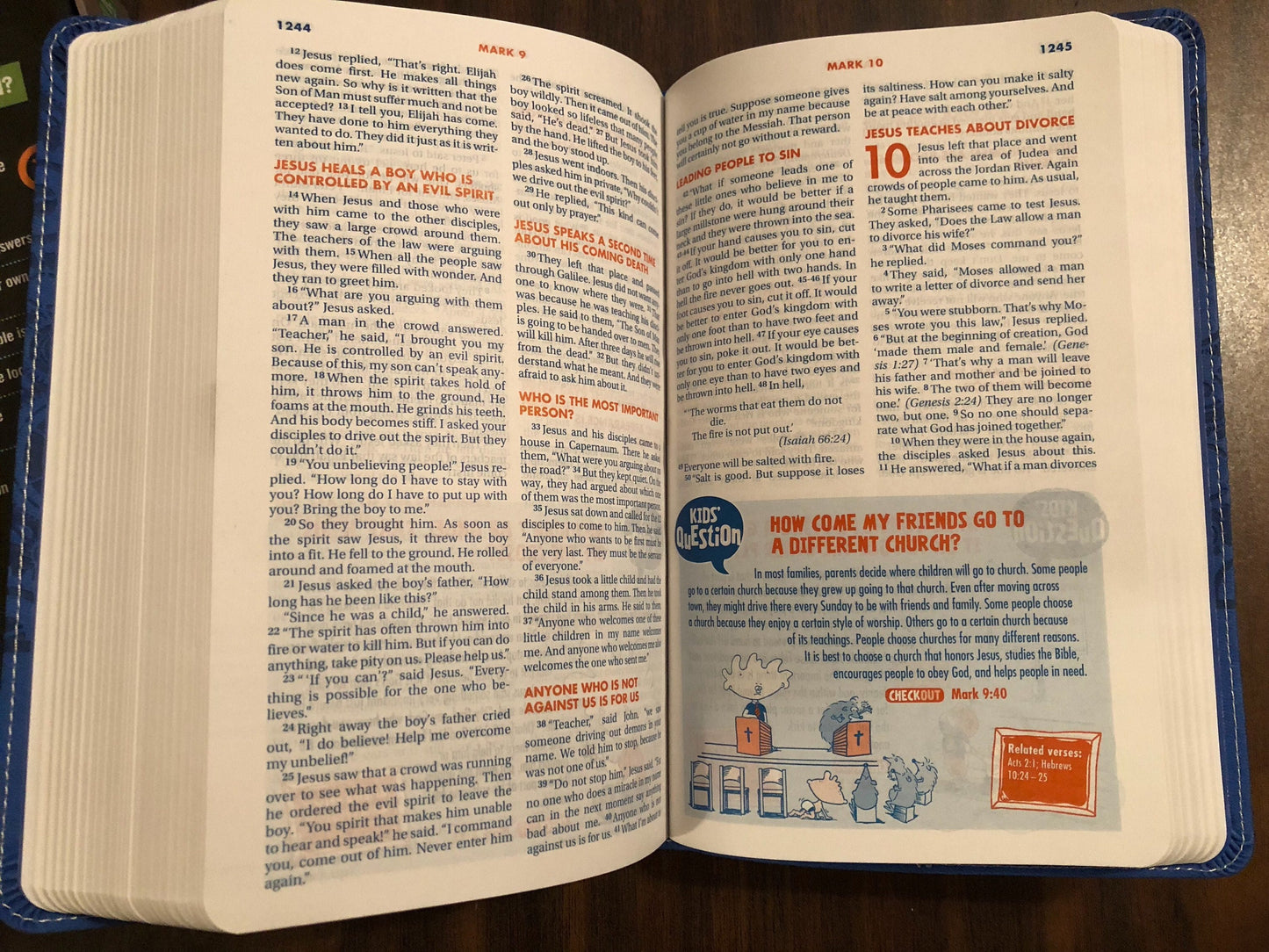 PERSONALIZED NIRV Kids Quest Study Bible - Blue Duo Tone ** Custom Imprinted