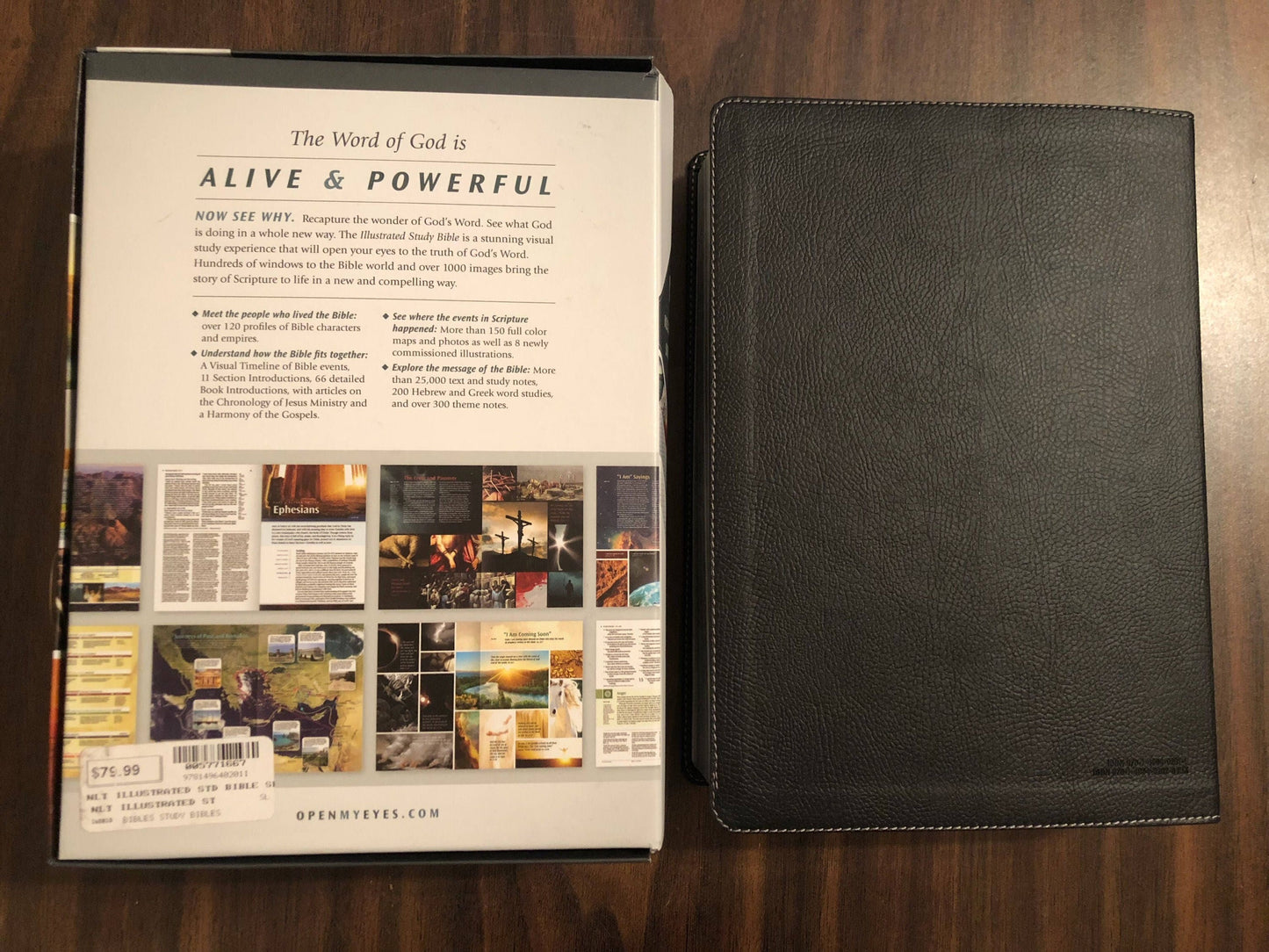 Personalized NLT Illustrated Study Bible - Black Leatherlike - Custom Imprinted with name 9781496402011