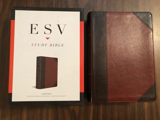 Personalized ESV Large Print Study Bible - Brown TruTone - Custom Imprinted with a name 9781433557668