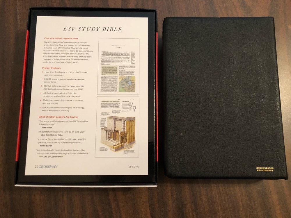 Personalized ESV Study Bible Thumb Indexed - Black Genuine Leather - Custom Imprinted 9781433544064