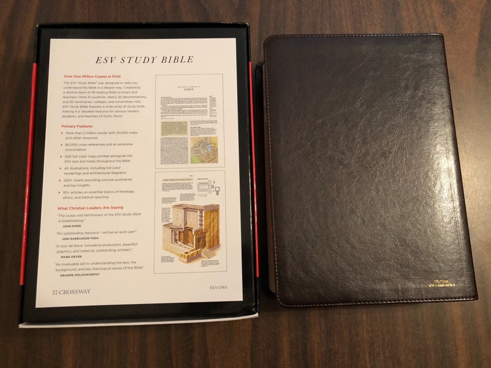 Personalized ESV Study Bible Thumb Indexed - Brown / Cordovan Trutone ** Custom Imprinted with name engraved, ISBN 9781433544040, 20spaces