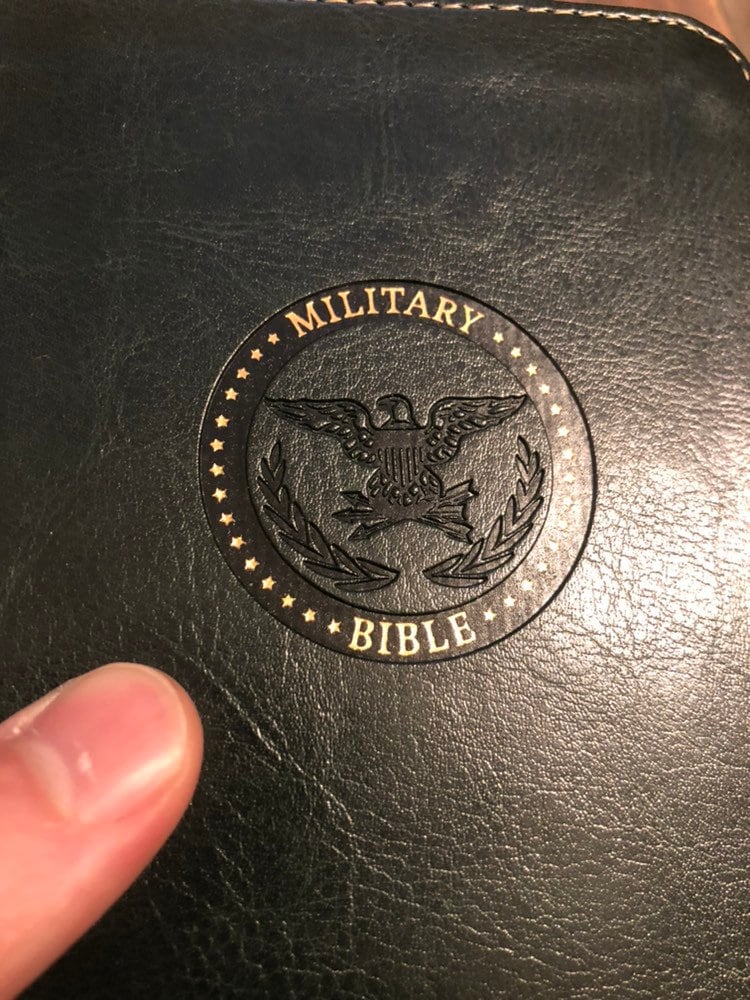 Personalized - CSB Military Bible Compact - Army - Green LeatherTouch - Custom Imprinted with name 9781433651762 20spaces