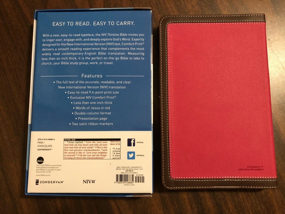 Personalized NIV Bible, Thinline Bible - Pink Duotone Custom Imprinted