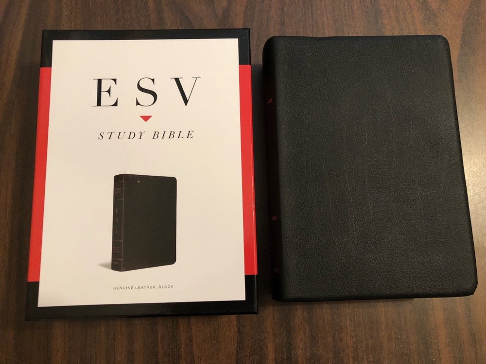Personalized ESV Study Bible Thumb Indexed - Black Genuine Leather - Custom Imprinted 9781433544064