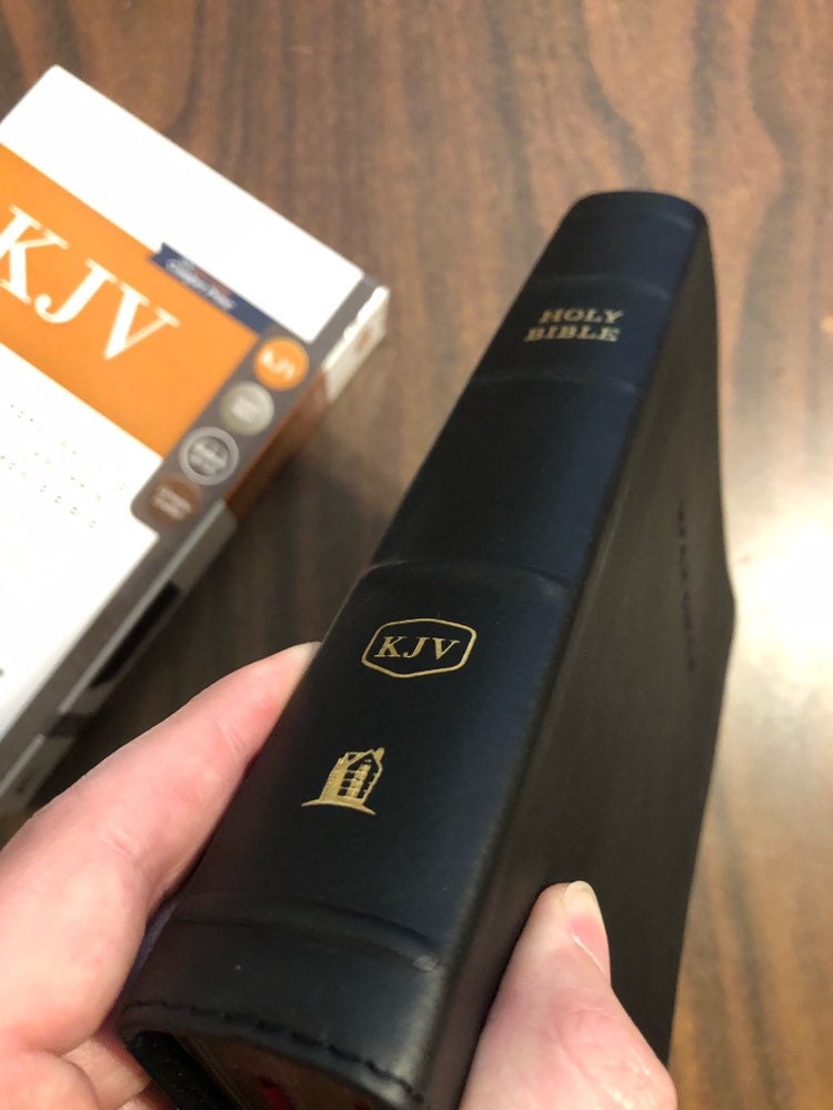 Personalized KJV Giant Print Personal Size Bible - Black Genuine Leather - Custom Imprinted with name - 9780785215608
